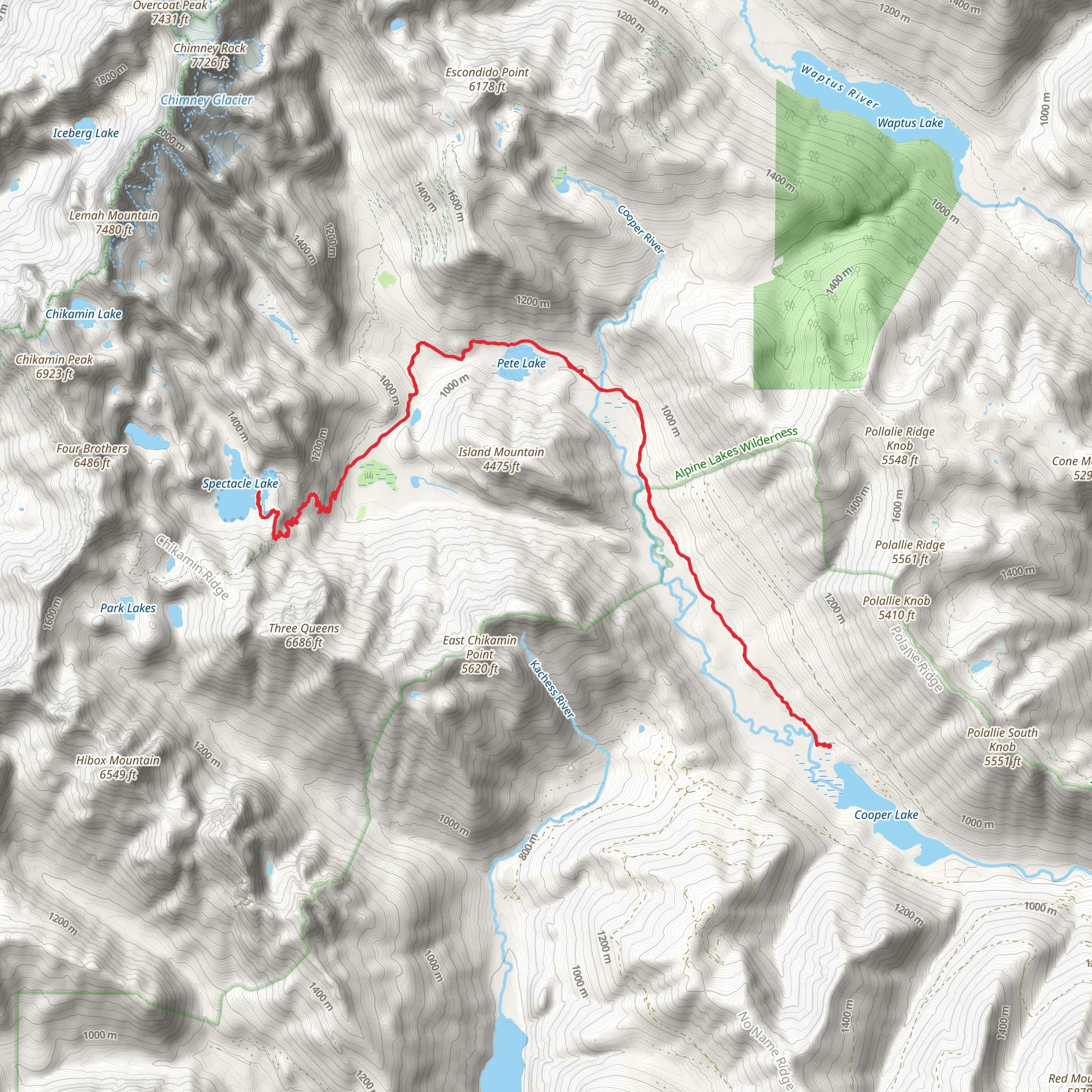 Spectacle Lake via Pete Lake Trail mobile static map