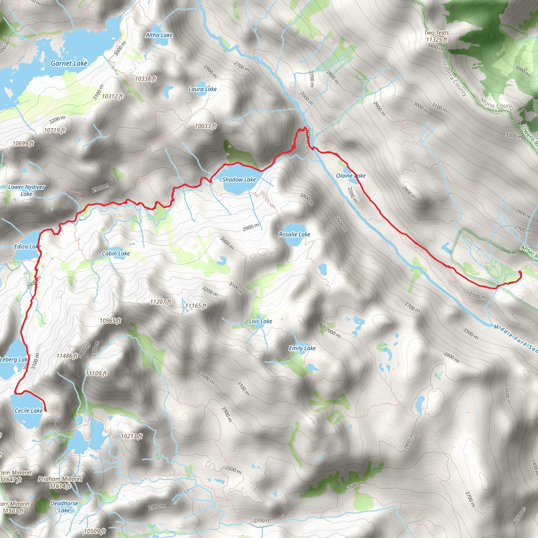 Shadow Creek Pacific Crest Trail mobile static map