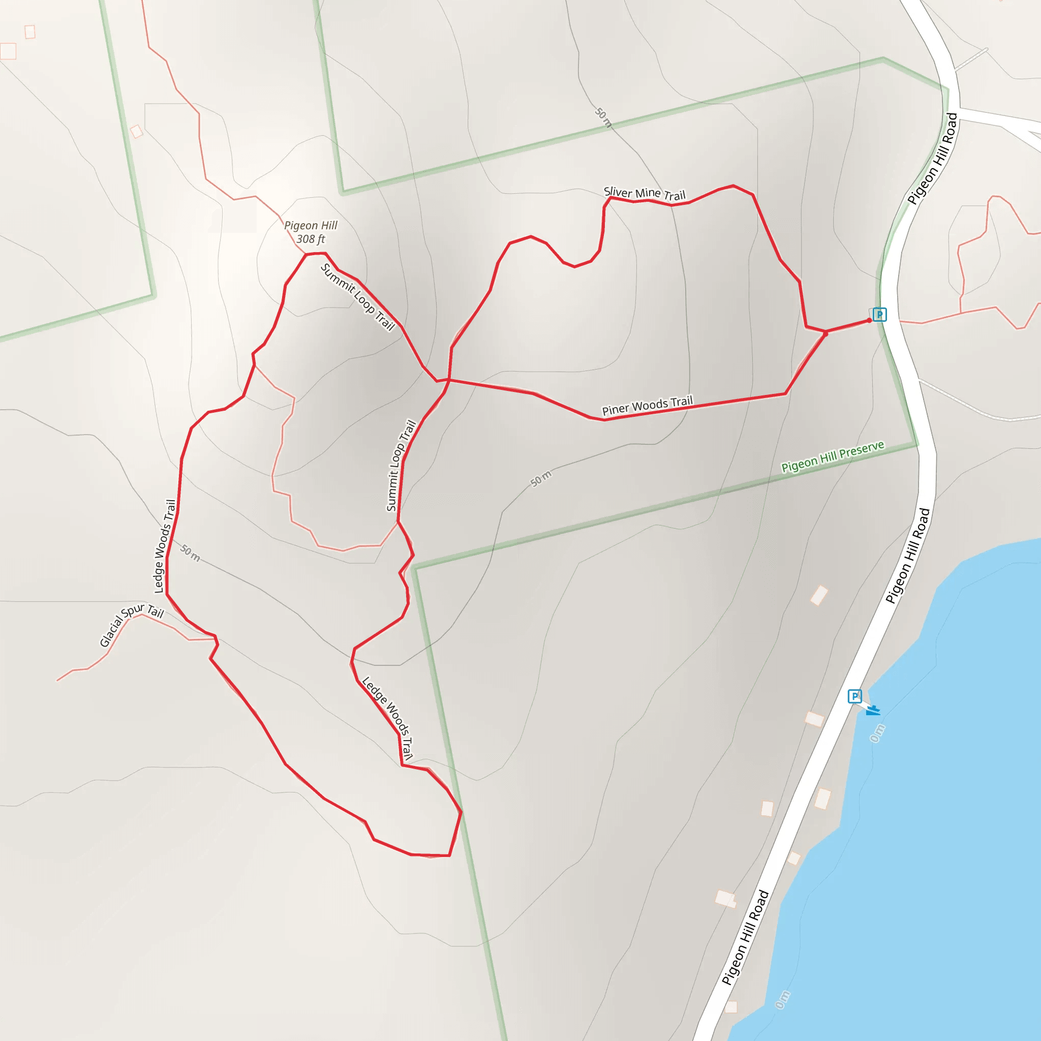 Pigeon Hill via Piner Woods Trail mobile static map