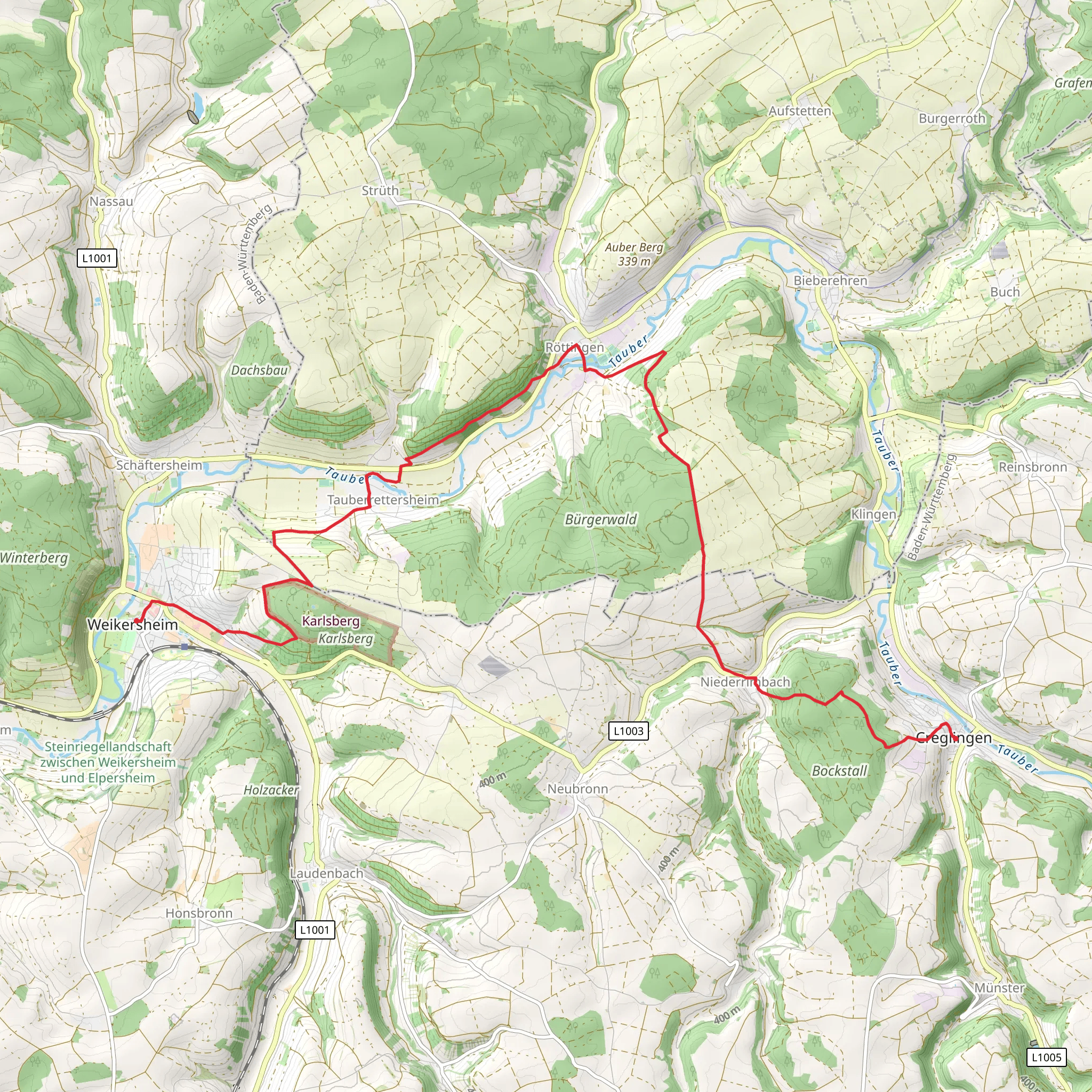 Wweikersheim to Creglingen Walk mobile static map