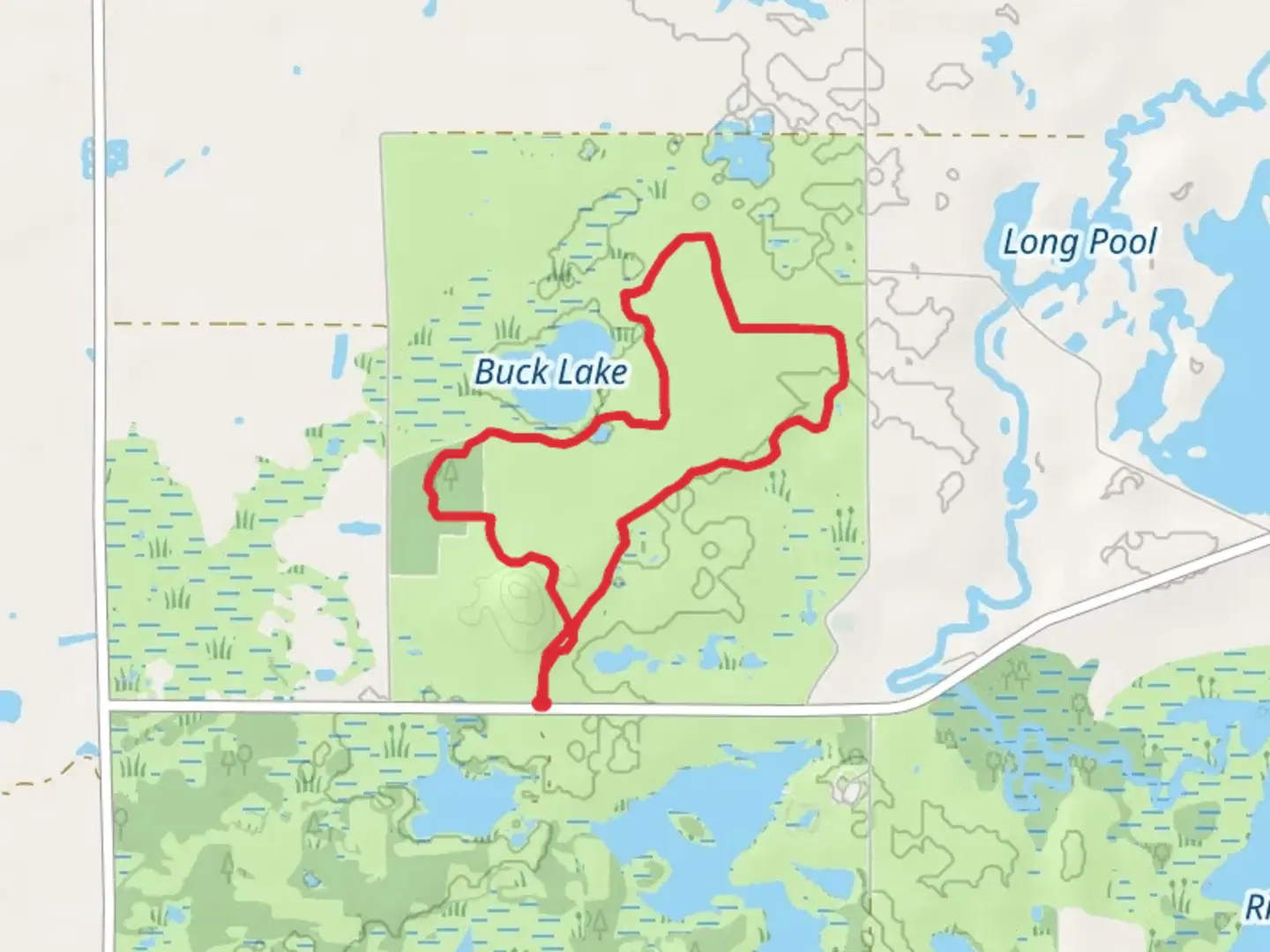 An image depicting the trail Buck Lake Loop via Blue Hill Trail and its surrounding area.