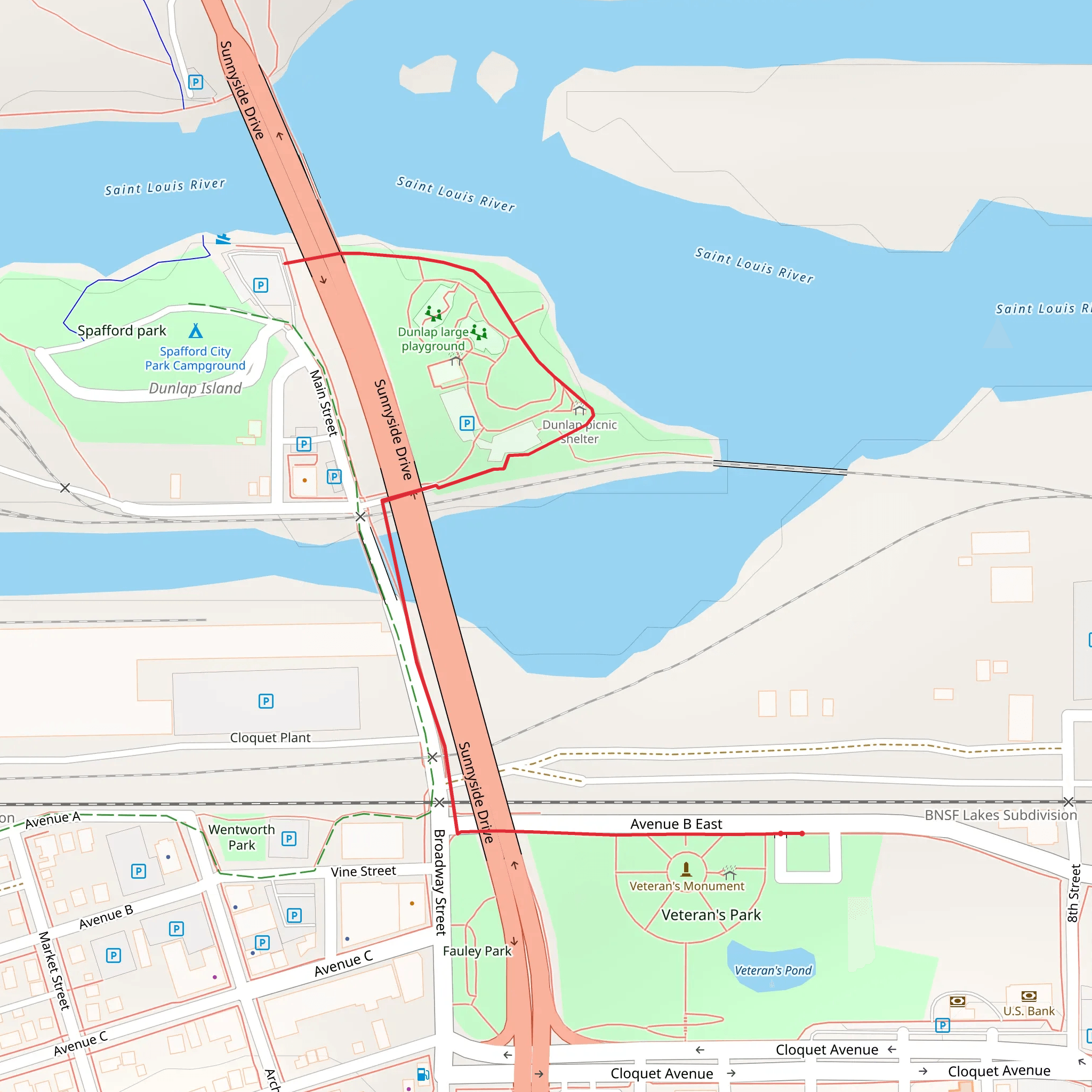 Saint Louis River and Dunlap Park mobile static map
