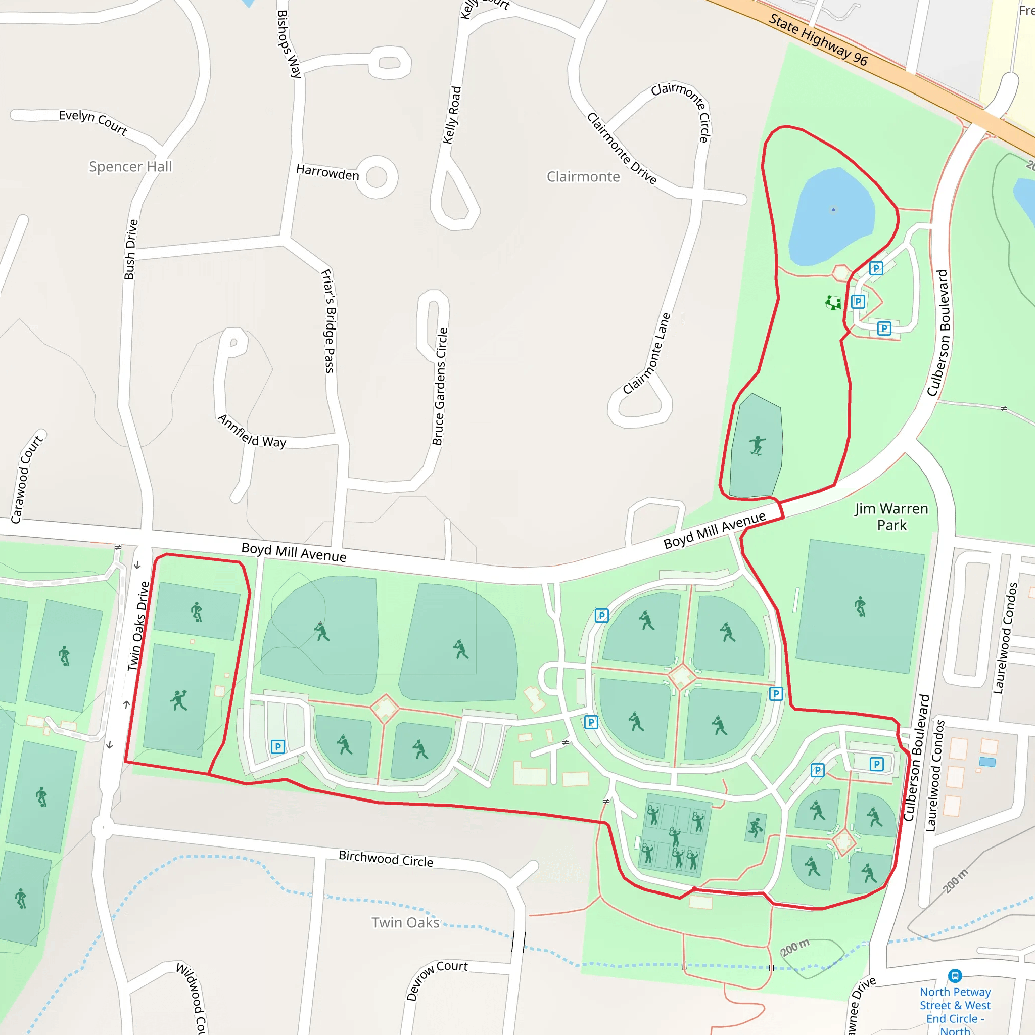 Jim Warren Park Loop mobile static map