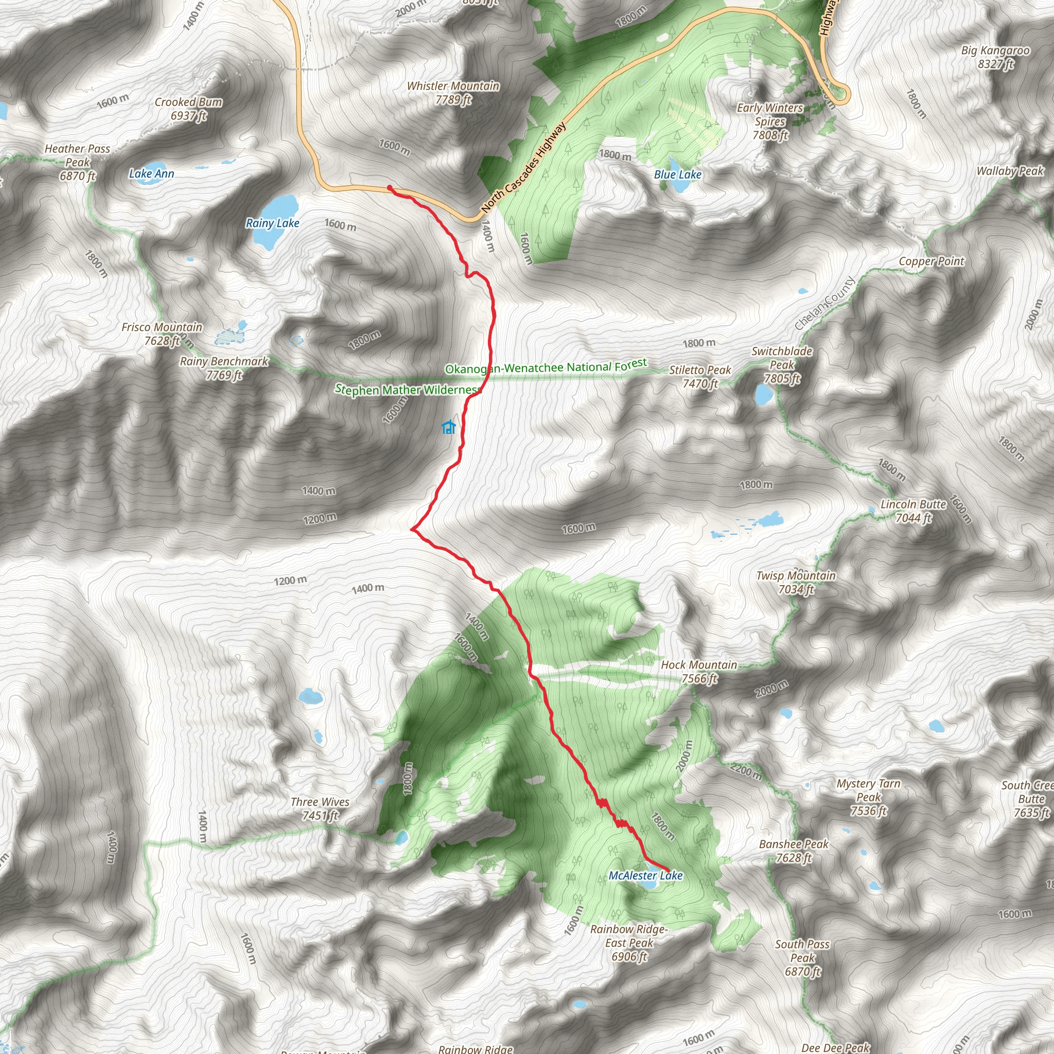 McAlester Lake via Pacific Crest Trail mobile static map