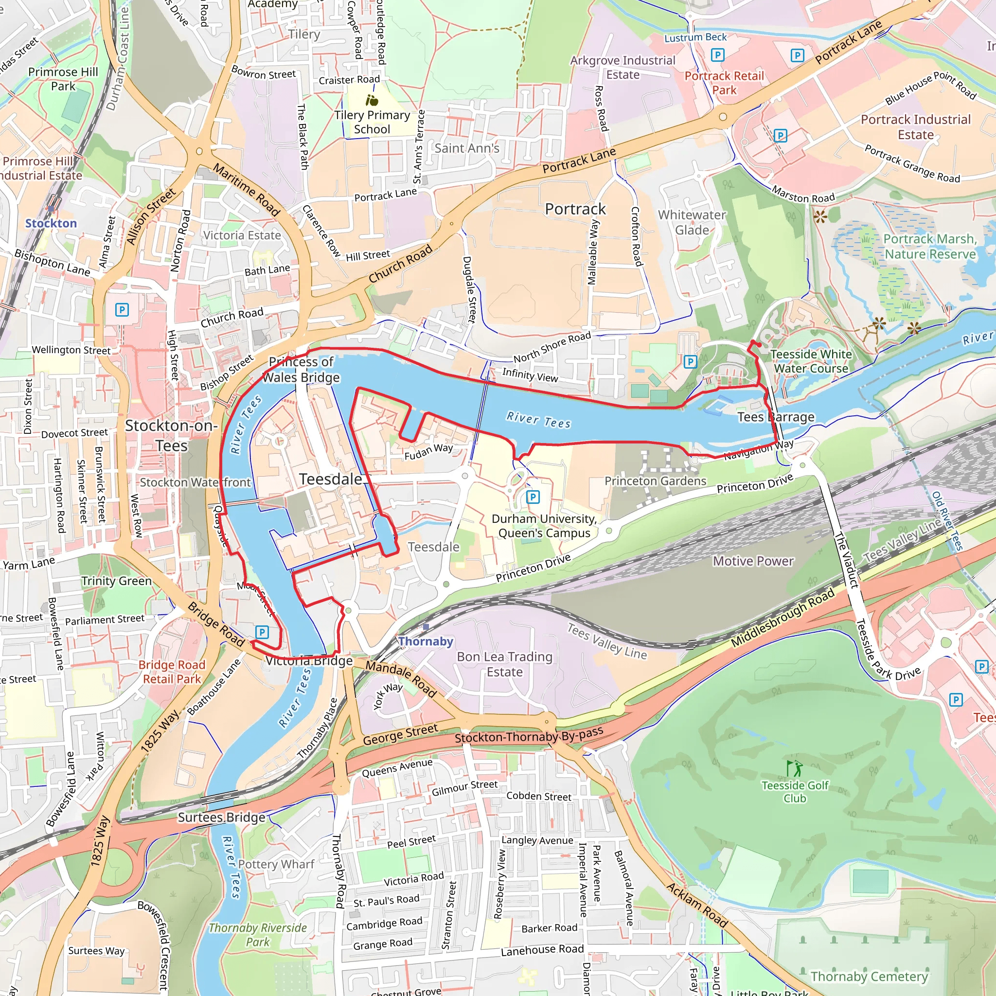Tees Barrage Loop Walk mobile static map