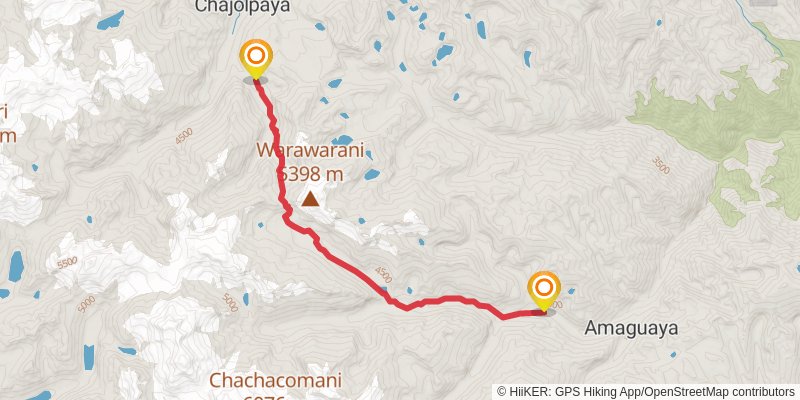 Cordillera Real Traverse stage 4 Map