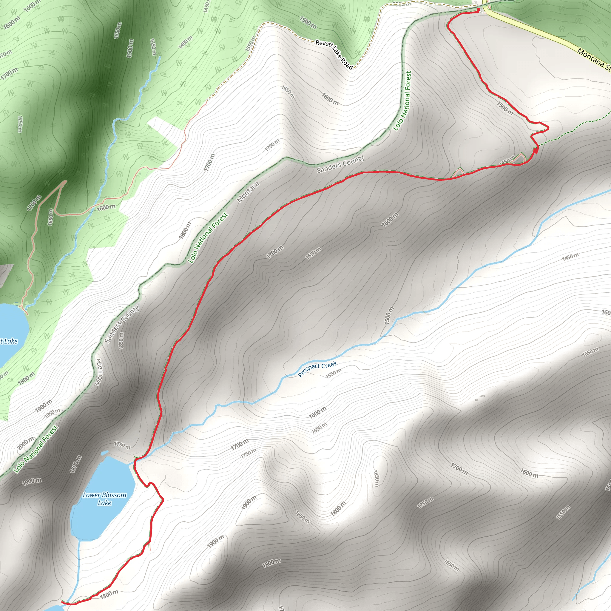 Blossom Lakes Trail mobile static map