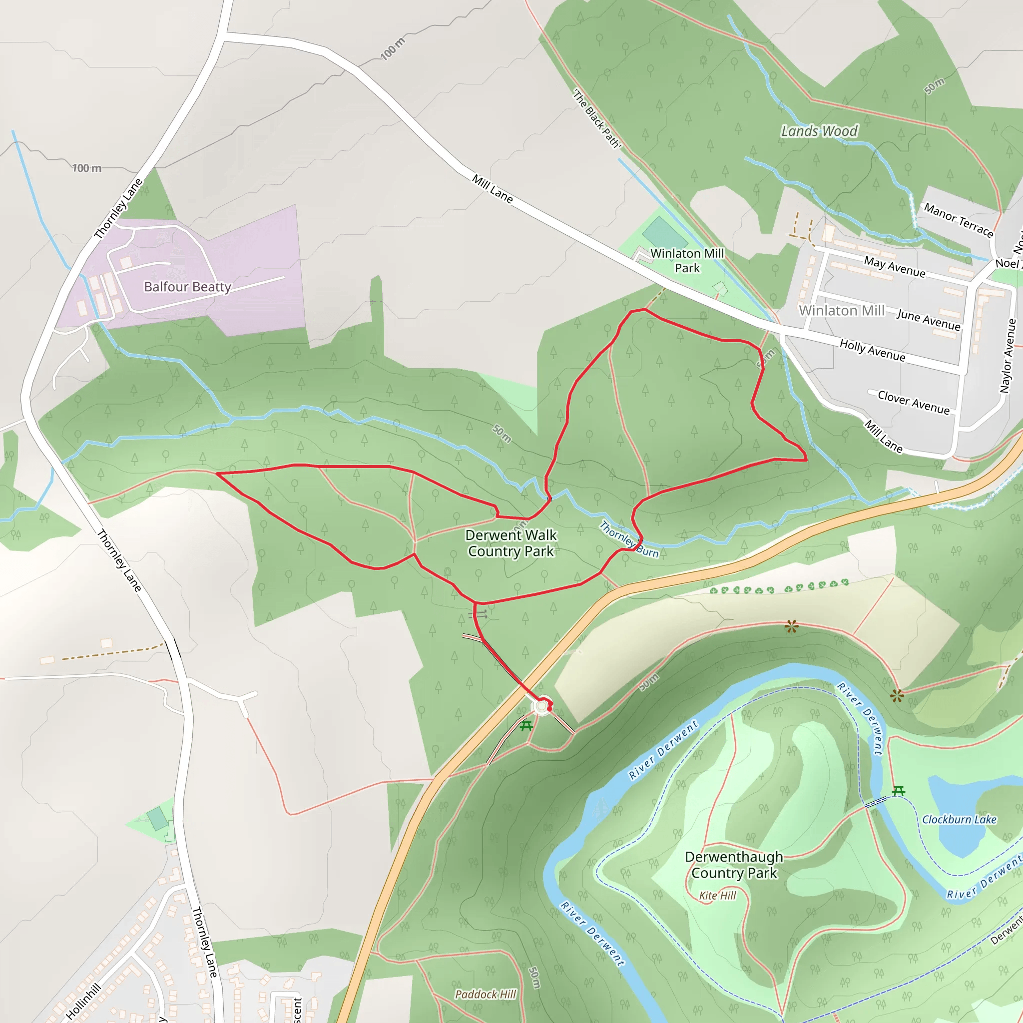 Thornley Woods Loop mobile static map