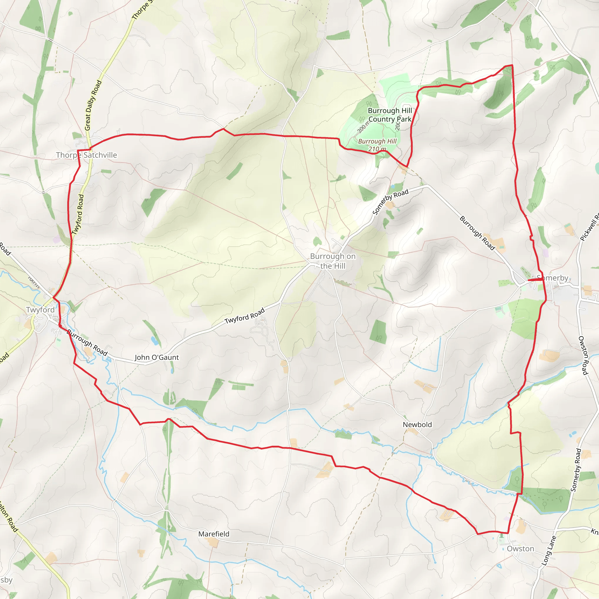 Burrough Hill and Somerby from Twyford mobile static map