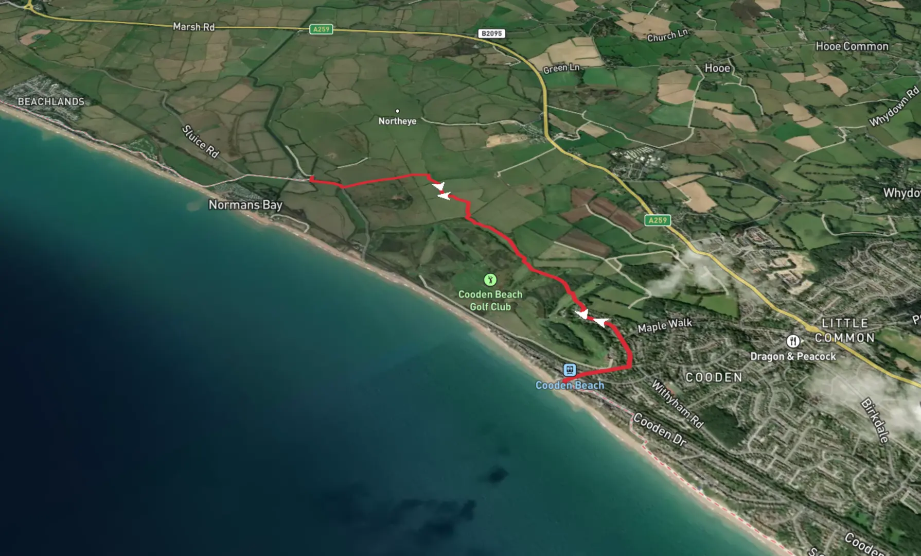 An image depicting the trail Walk to Cooden Beach and its surrounding area.