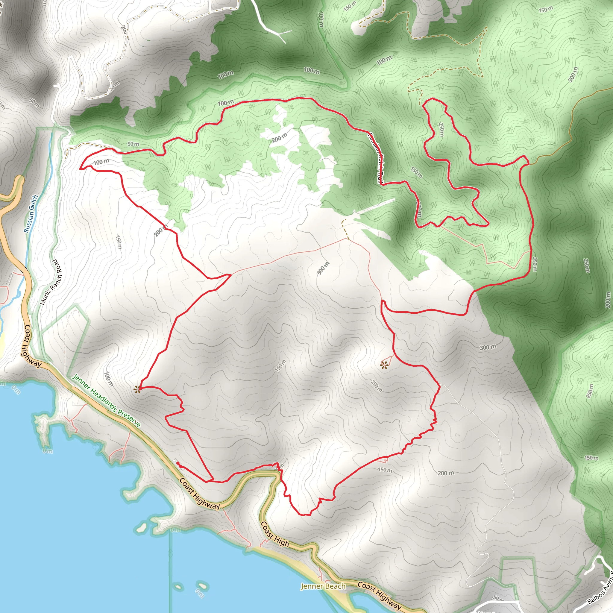 Sea to Sky Trail and Jenner Headlands Preserve Loop mobile static map