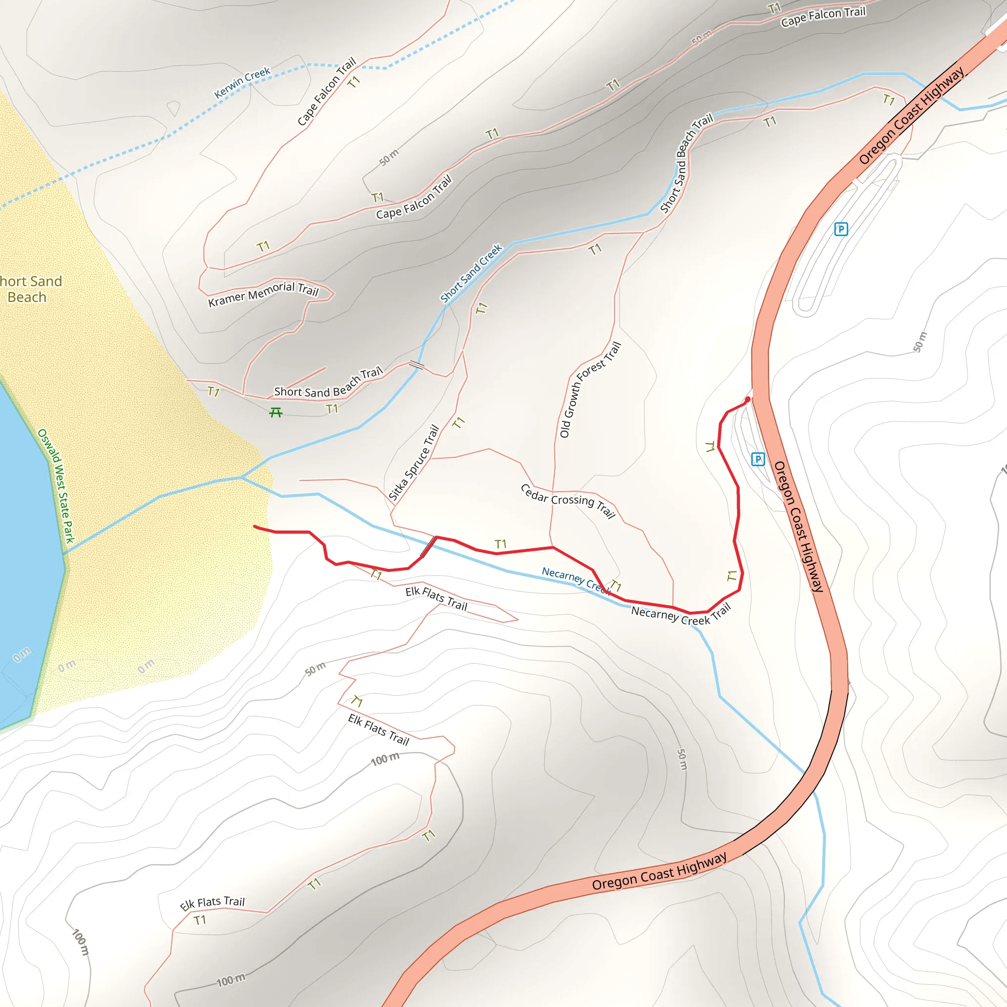 Necarney Creek Trail mobile static map