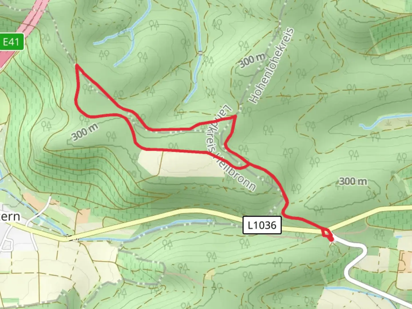An image depicting the trail Egelseeweg and WT9 Panoramaweg Eberstadt Loop and its surrounding area.