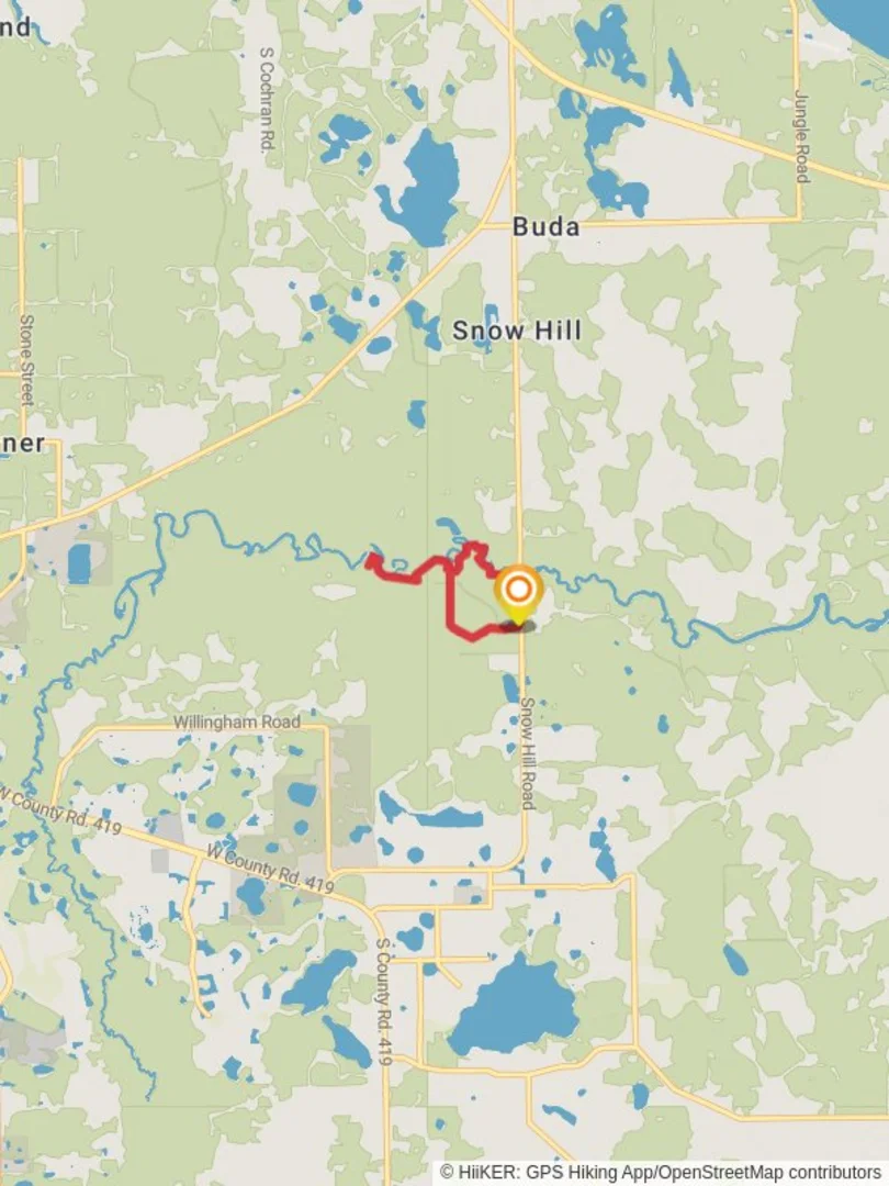 An image depicting the trail Loop around Econlockhatchee River and its surrounding area.