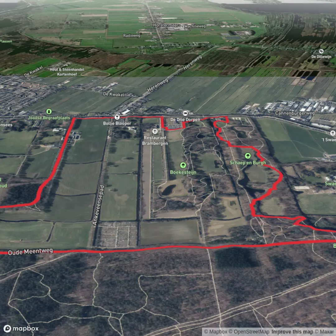 An image depicting the trail Schaep and Burgh Route and Kwakel Route Loop and its surrounding area.