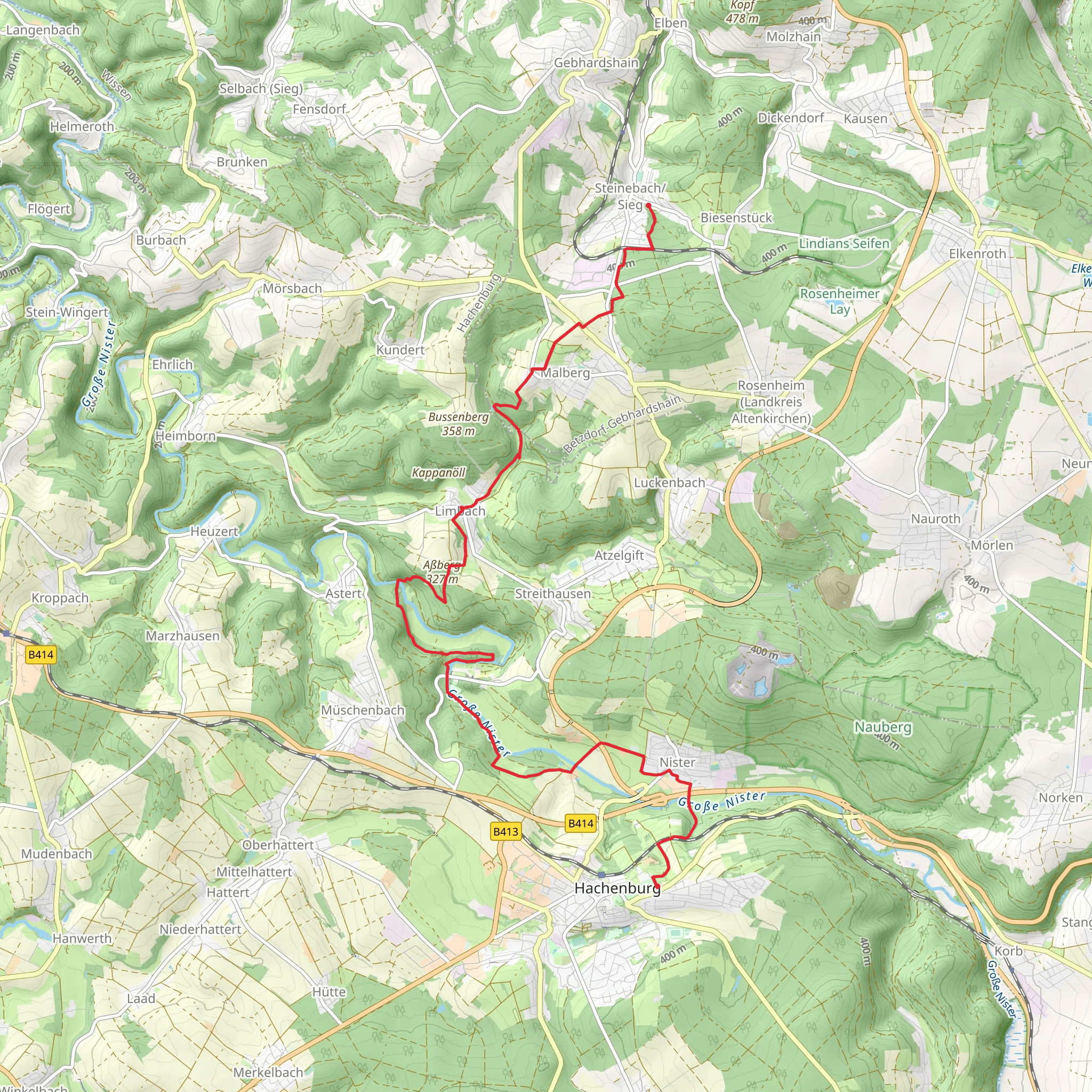 Steinebach to Hachenburg Walk mobile static map