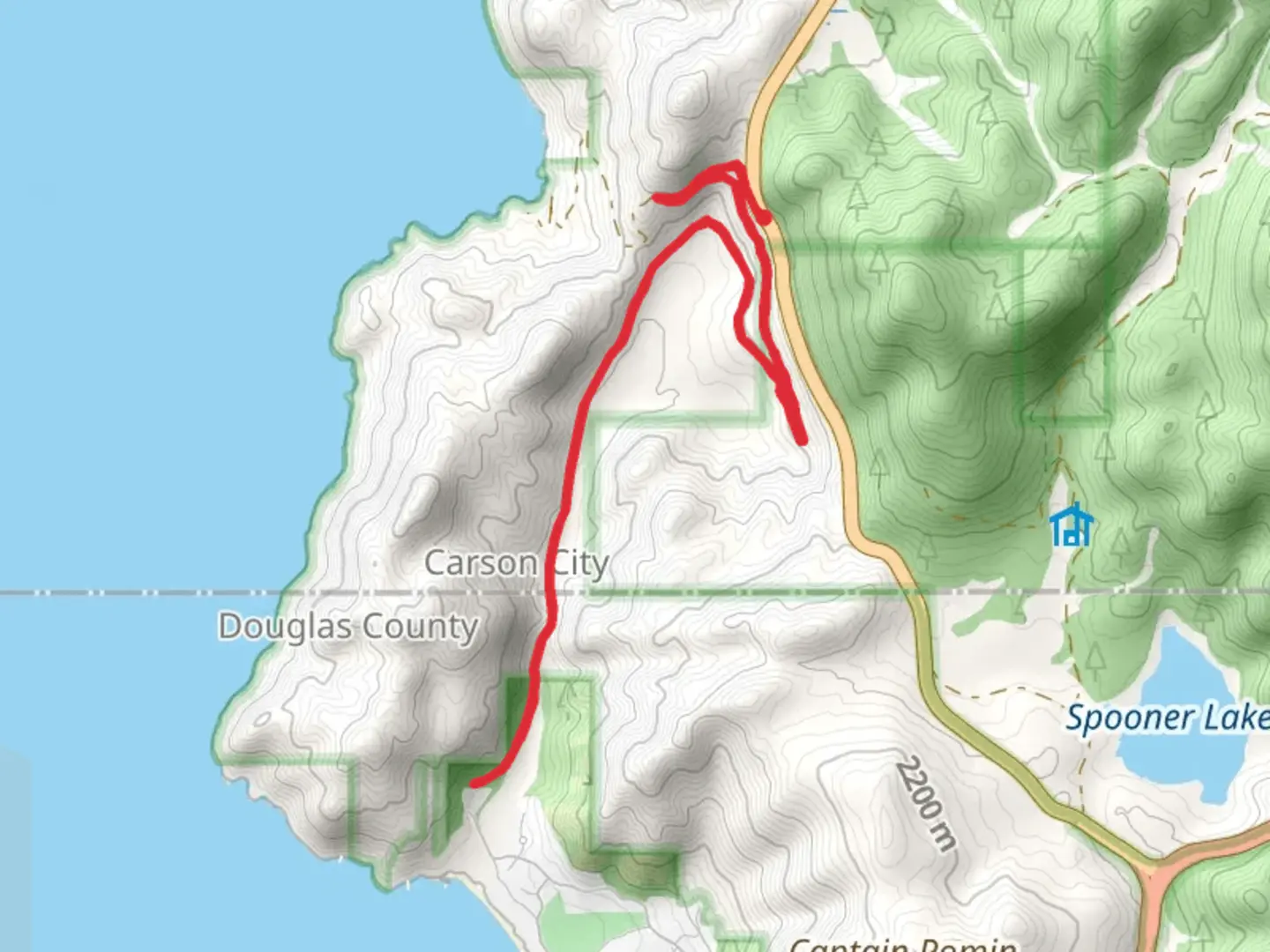 An image depicting the trail Skunk Harbor Trail and Slaughterhouse Canyon Road and its surrounding area.