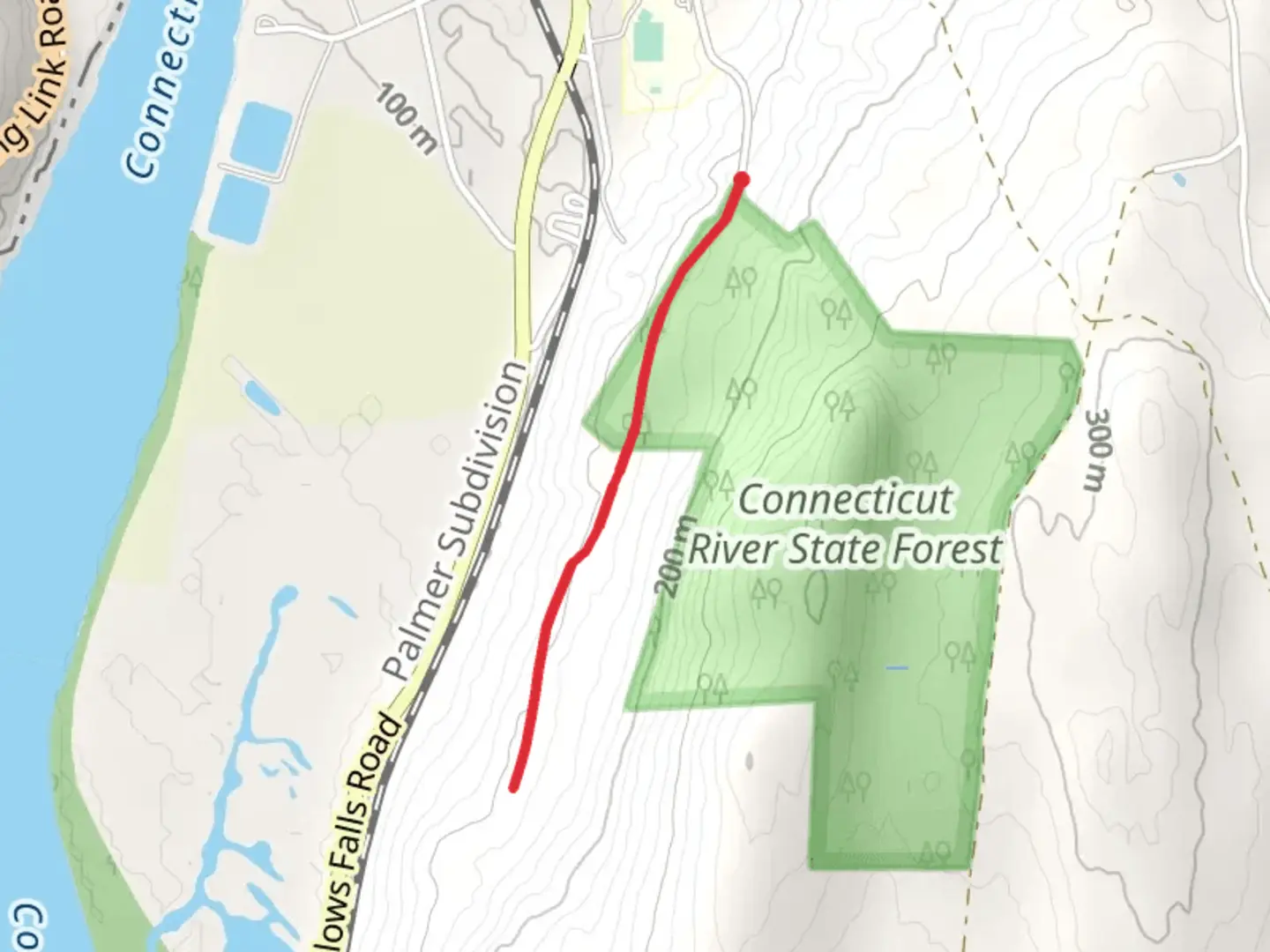 An image depicting the trail Connecticut River State Forest Trail and its surrounding area.