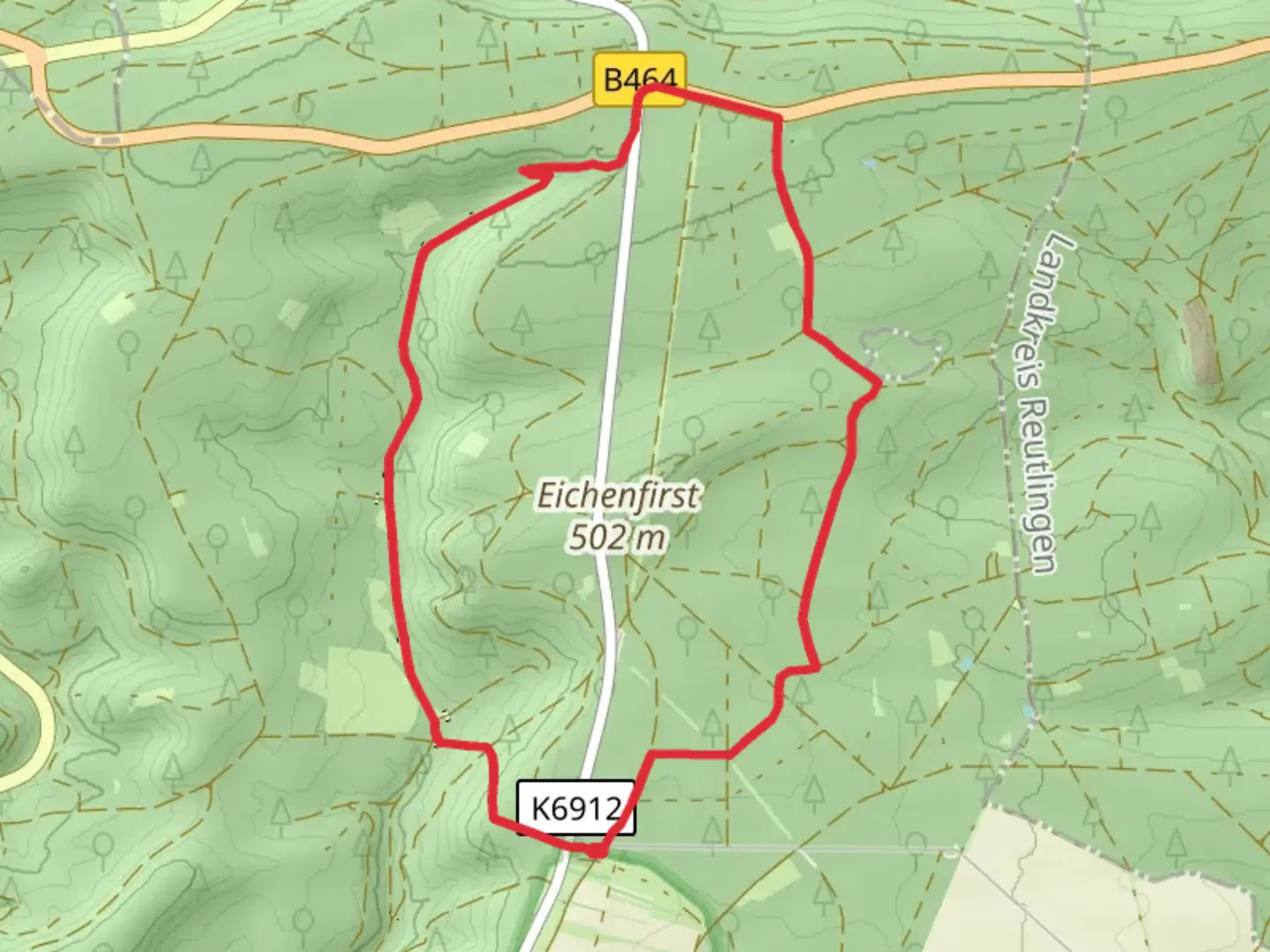 An image depicting the trail Eichenfirst Loop and its surrounding area.