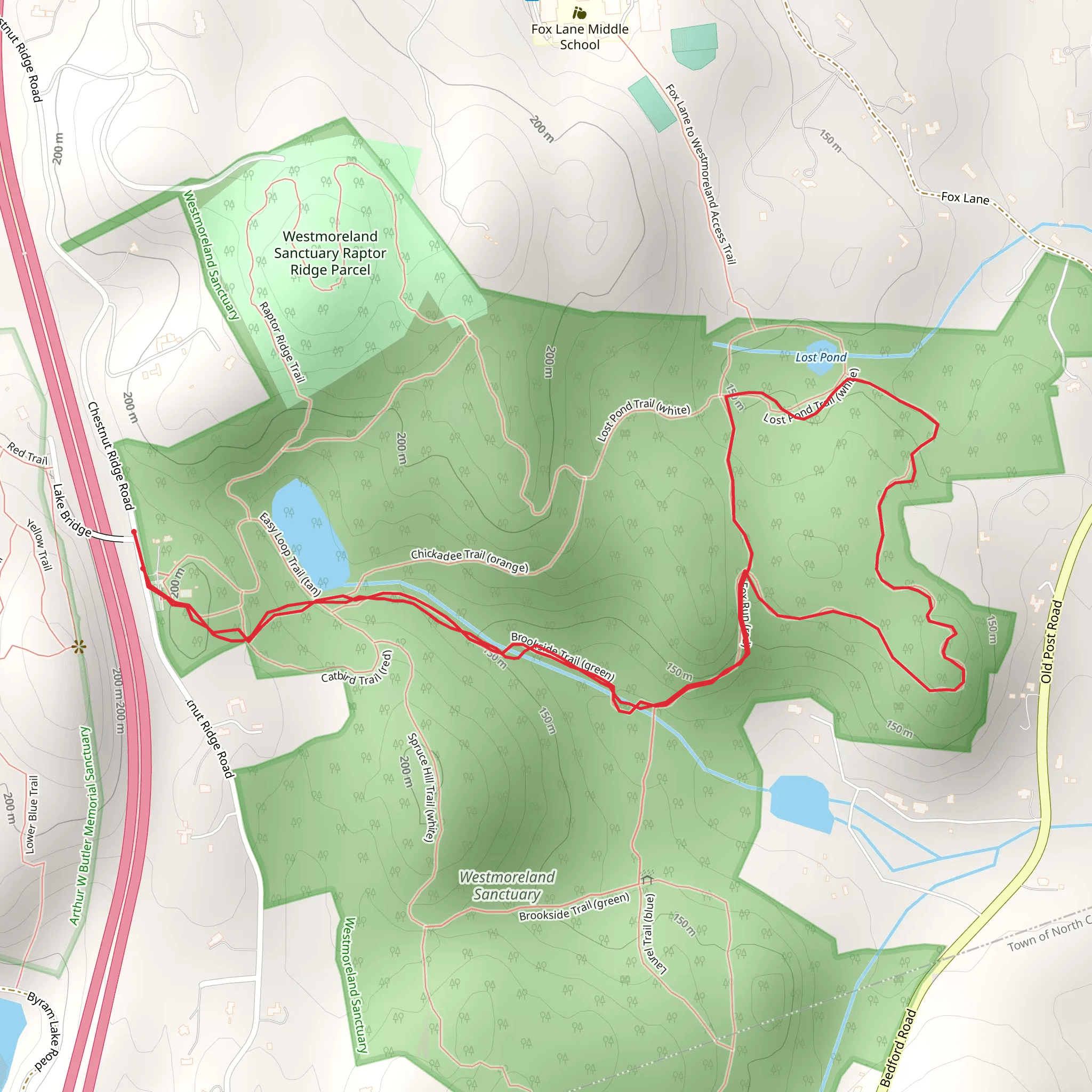 Fox Run Red and Sentry Ridge Trail Blue Loop mobile static map