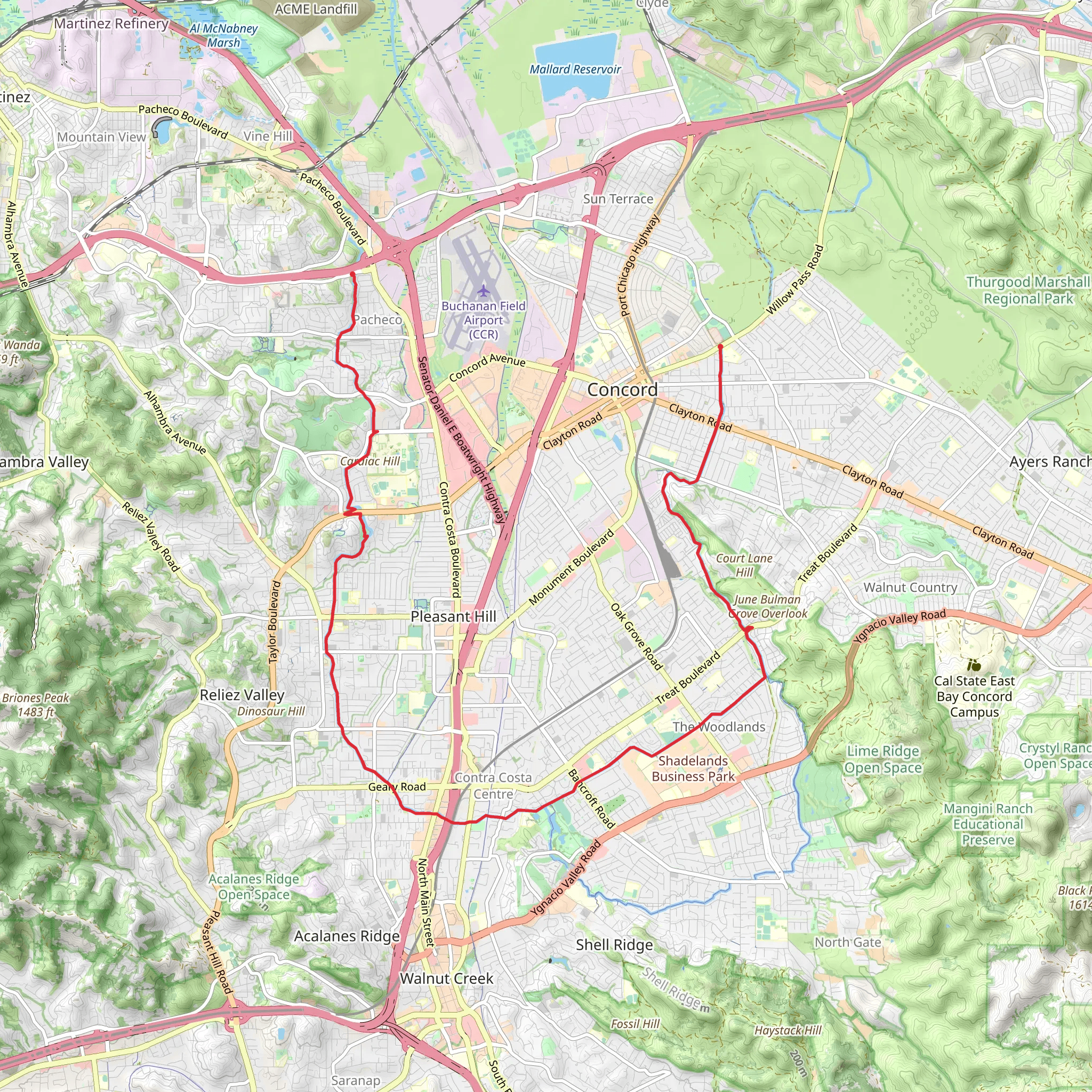Contra Costa Canal Trail mobile static map