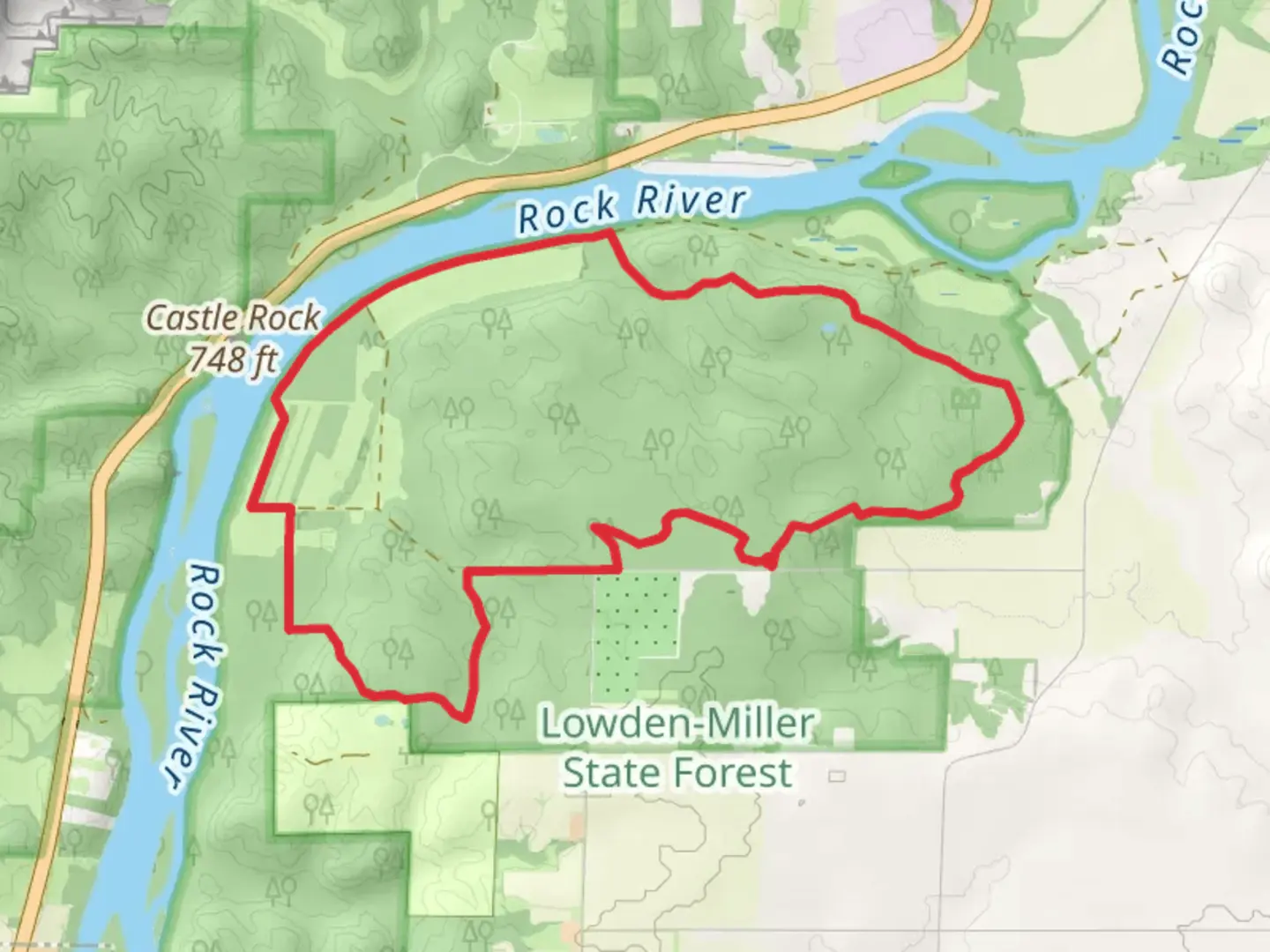 An image depicting the trail West Nashua Road Loop and its surrounding area.