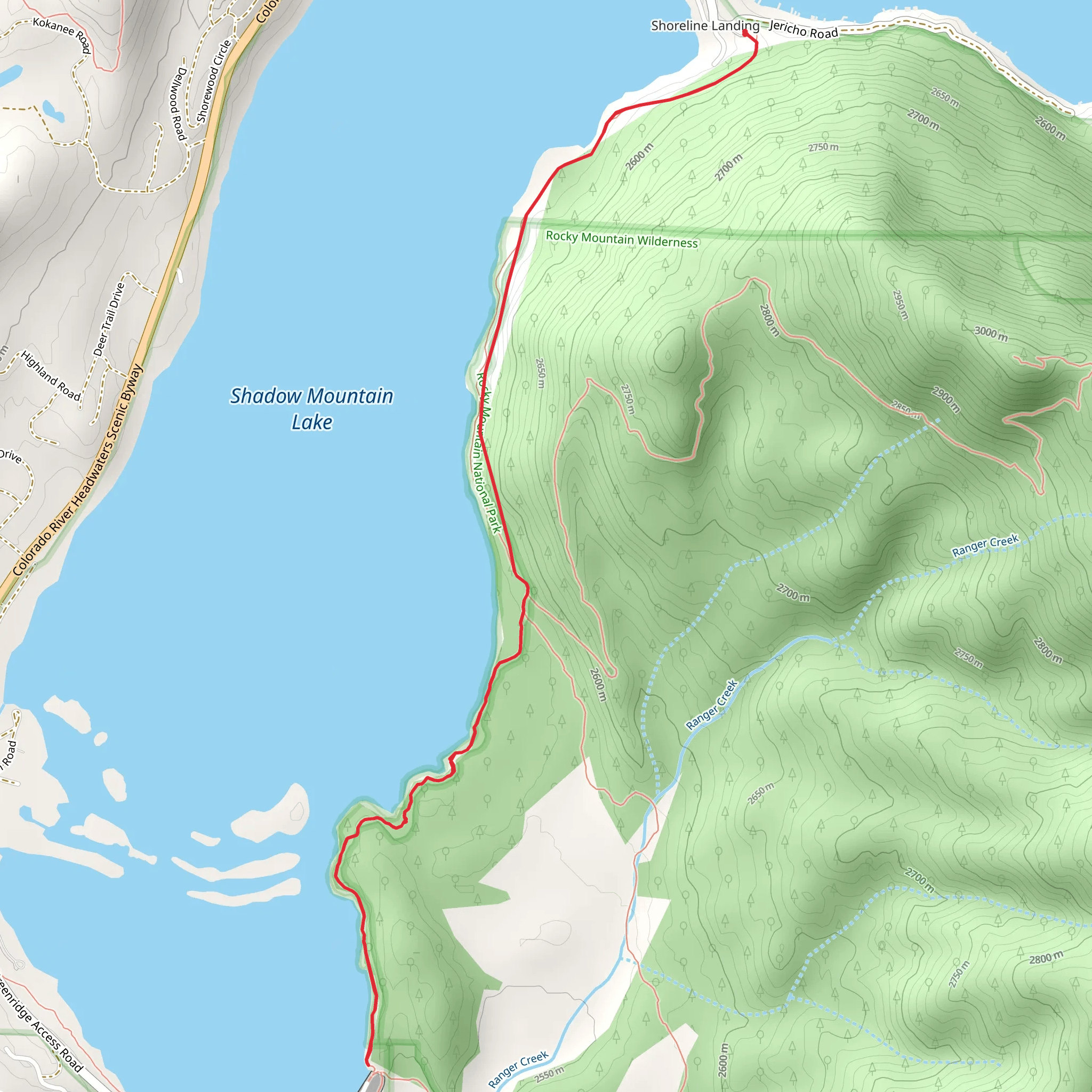 Shadow Mountain Lake via East Shore Trail mobile static map