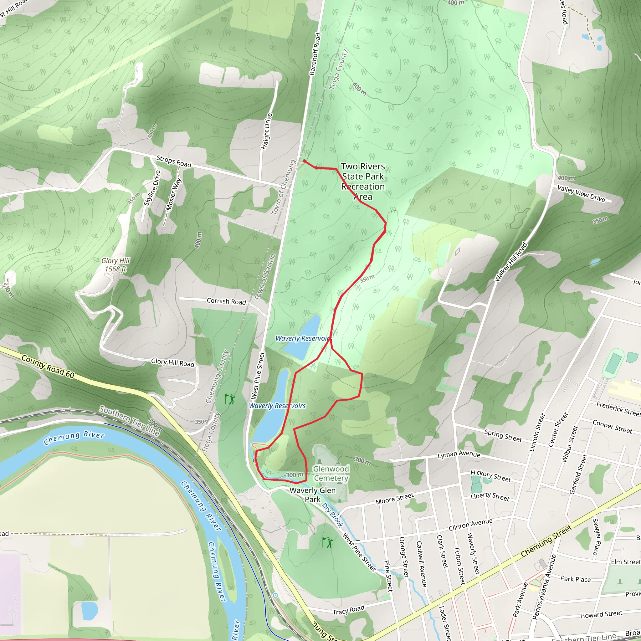 Waverly Reservoirs Loop mobile static map
