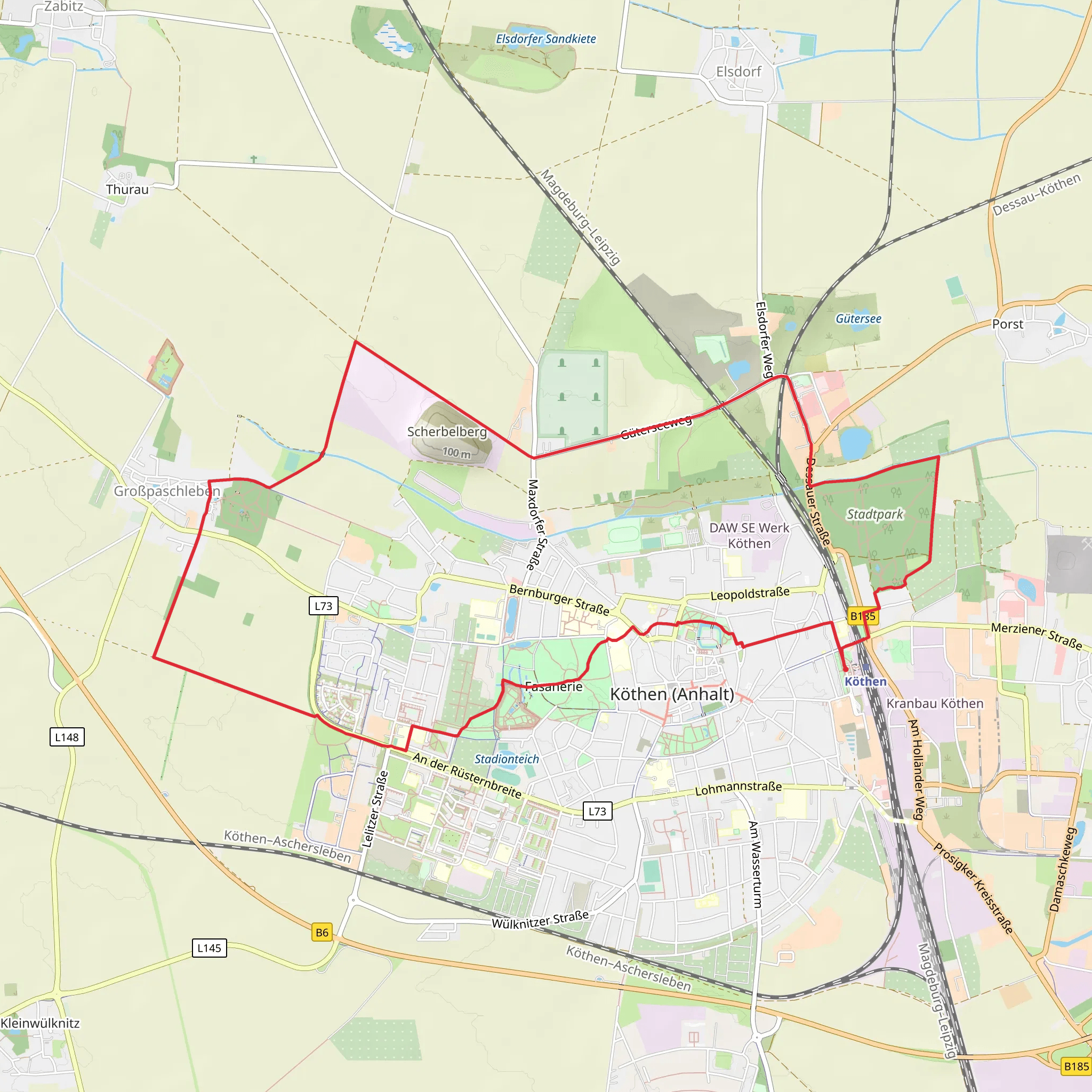 Köthen and Großpaschleben Loop mobile static map