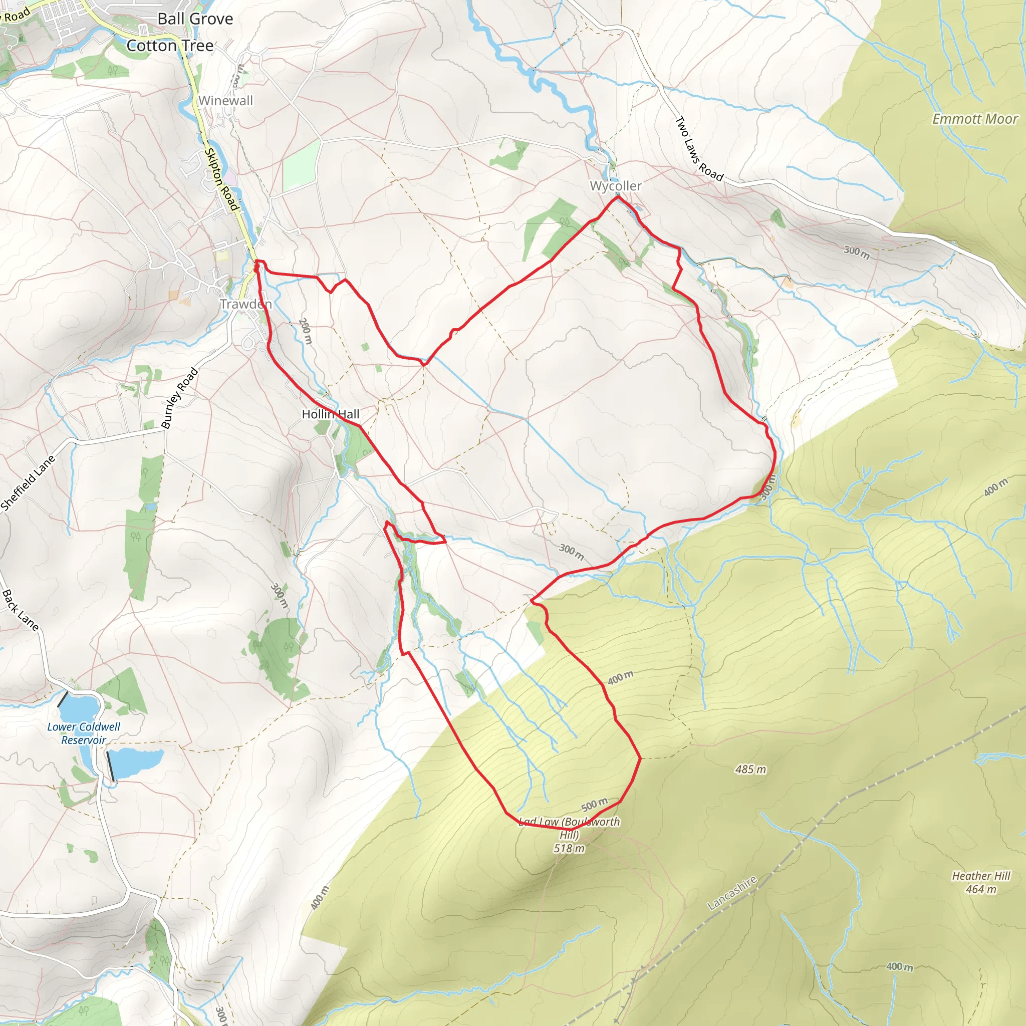 Boulsworth Hill, Bedding Hill Moor and Flake Hill Moor Loop mobile static map