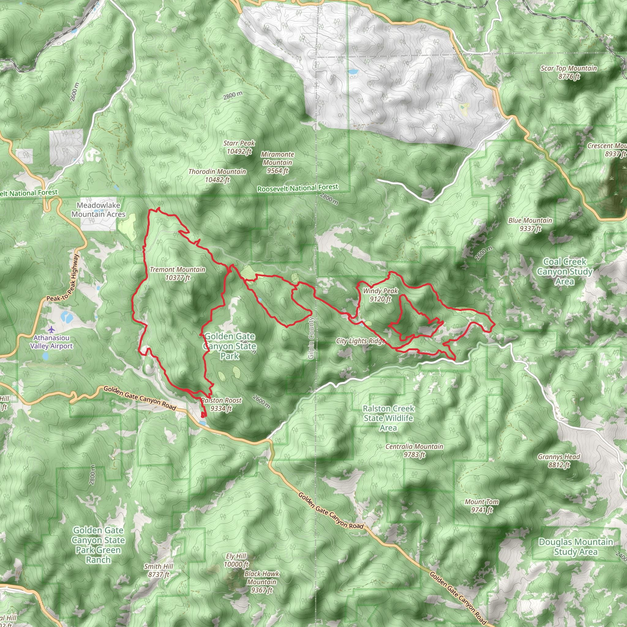 Raccoon Trail, Snowshoe Hare and Burro Trail mobile static map