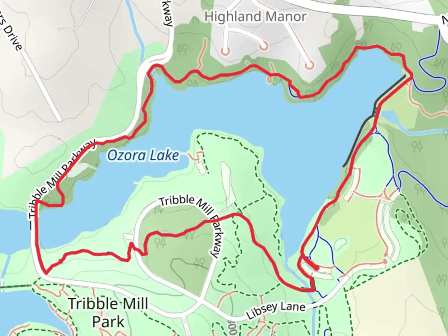 An image depicting the trail Ozora Lake Loop and its surrounding area.