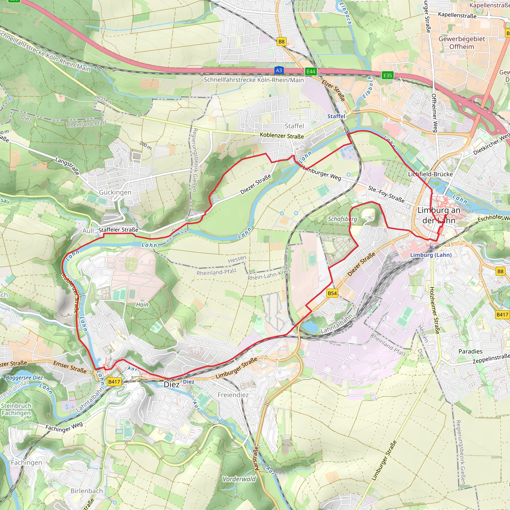 Lahn via Lahnhoehenweg mobile static map