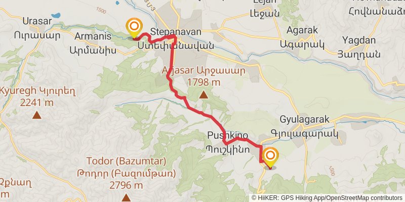 Transcaucasian Trail - Armenia stage 5 Map