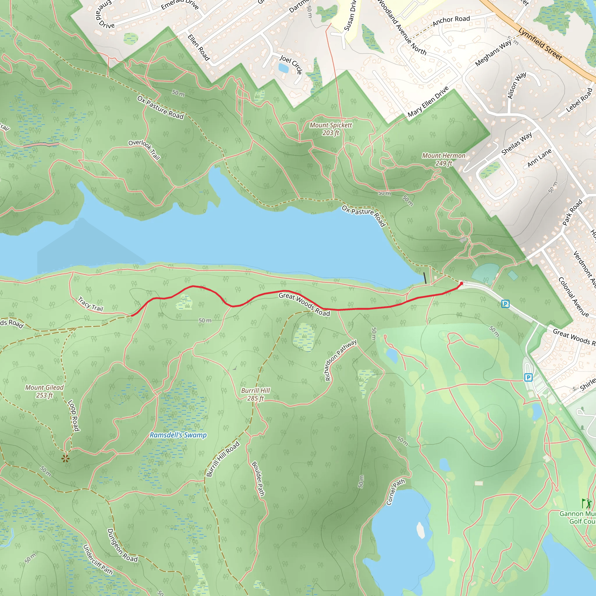 Walden Pond from Ox Pasture Road mobile static map
