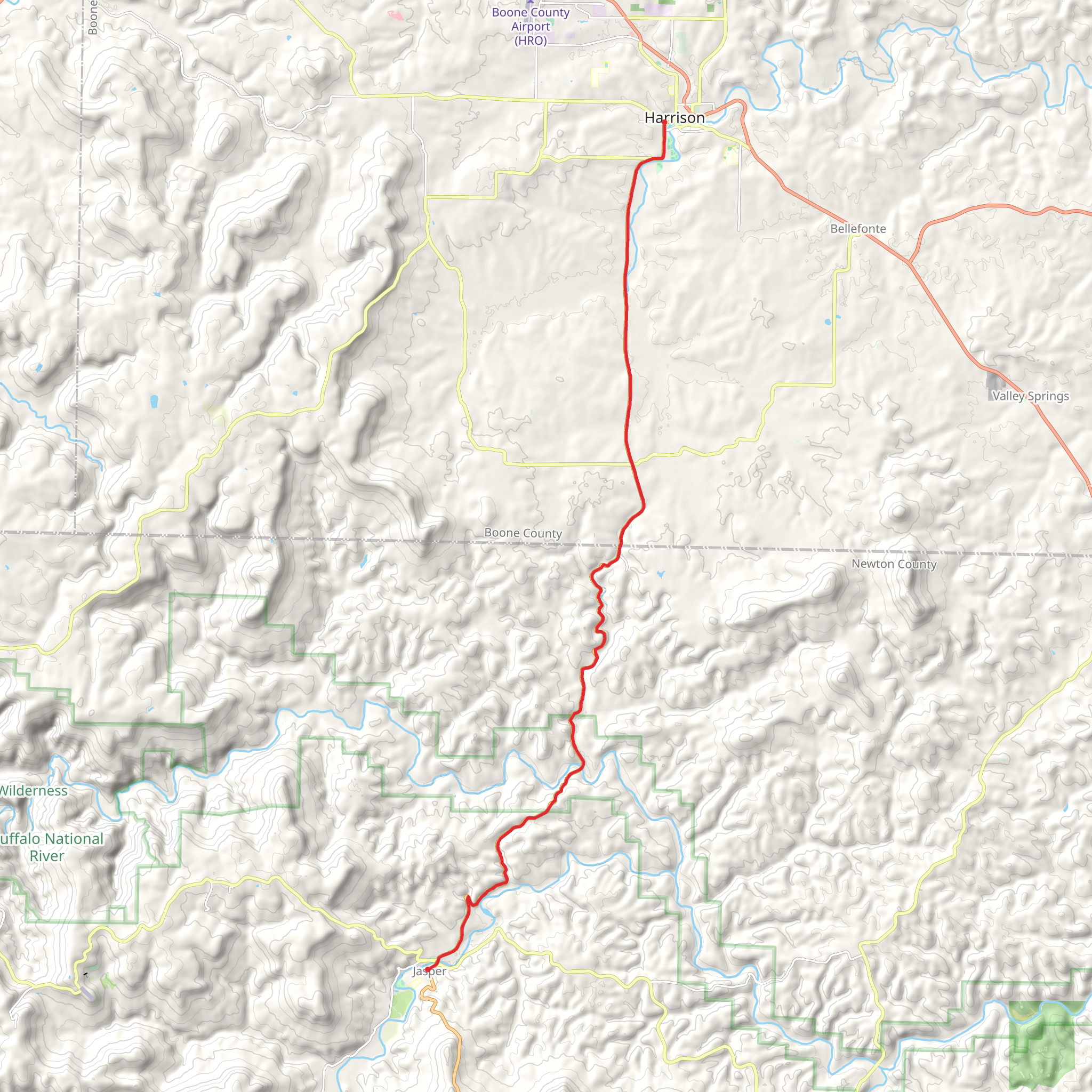 Harrison to Jasper mobile static map