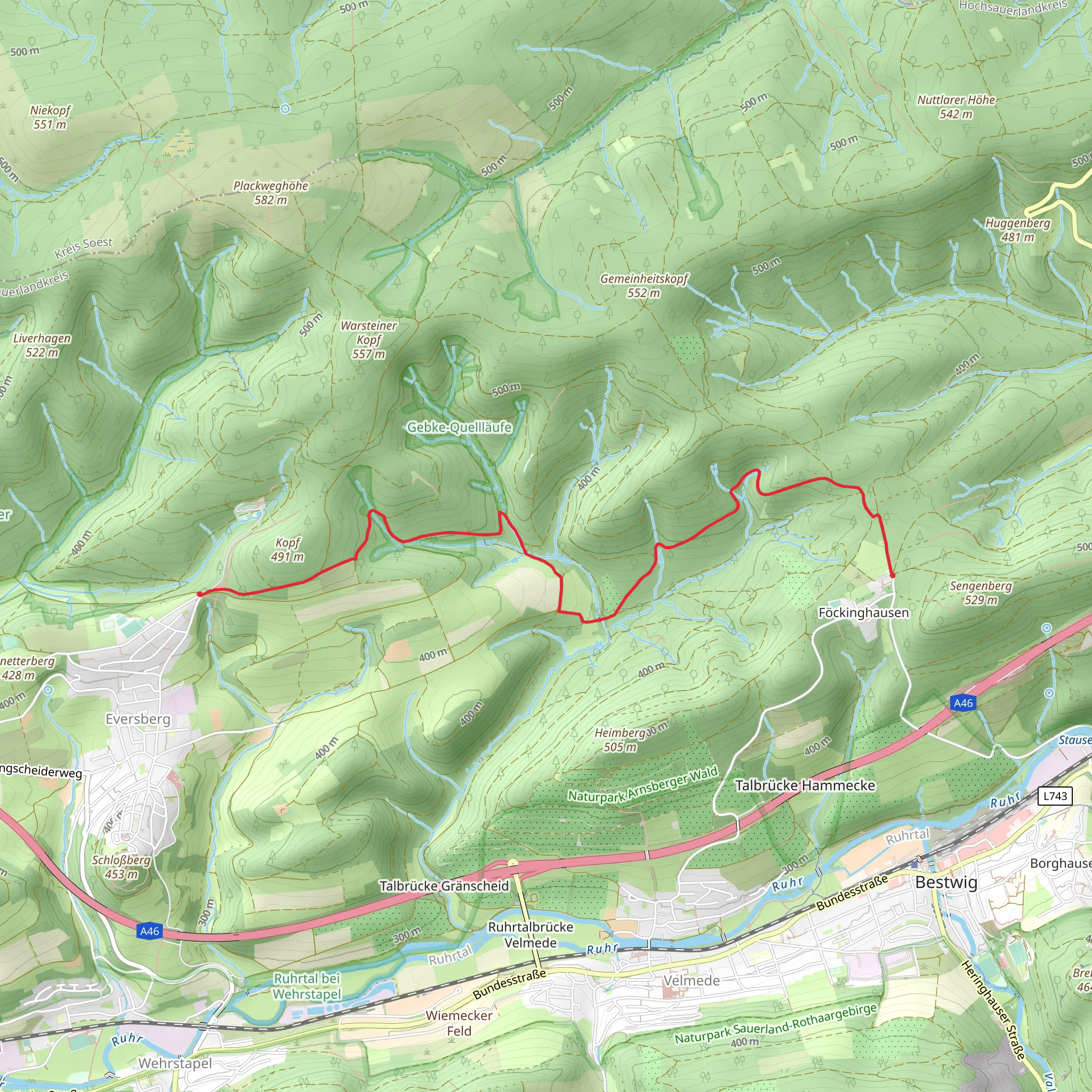 Am Buchsplitt to Föckinghausen via NSG Gebke Seitenarm mobile static map