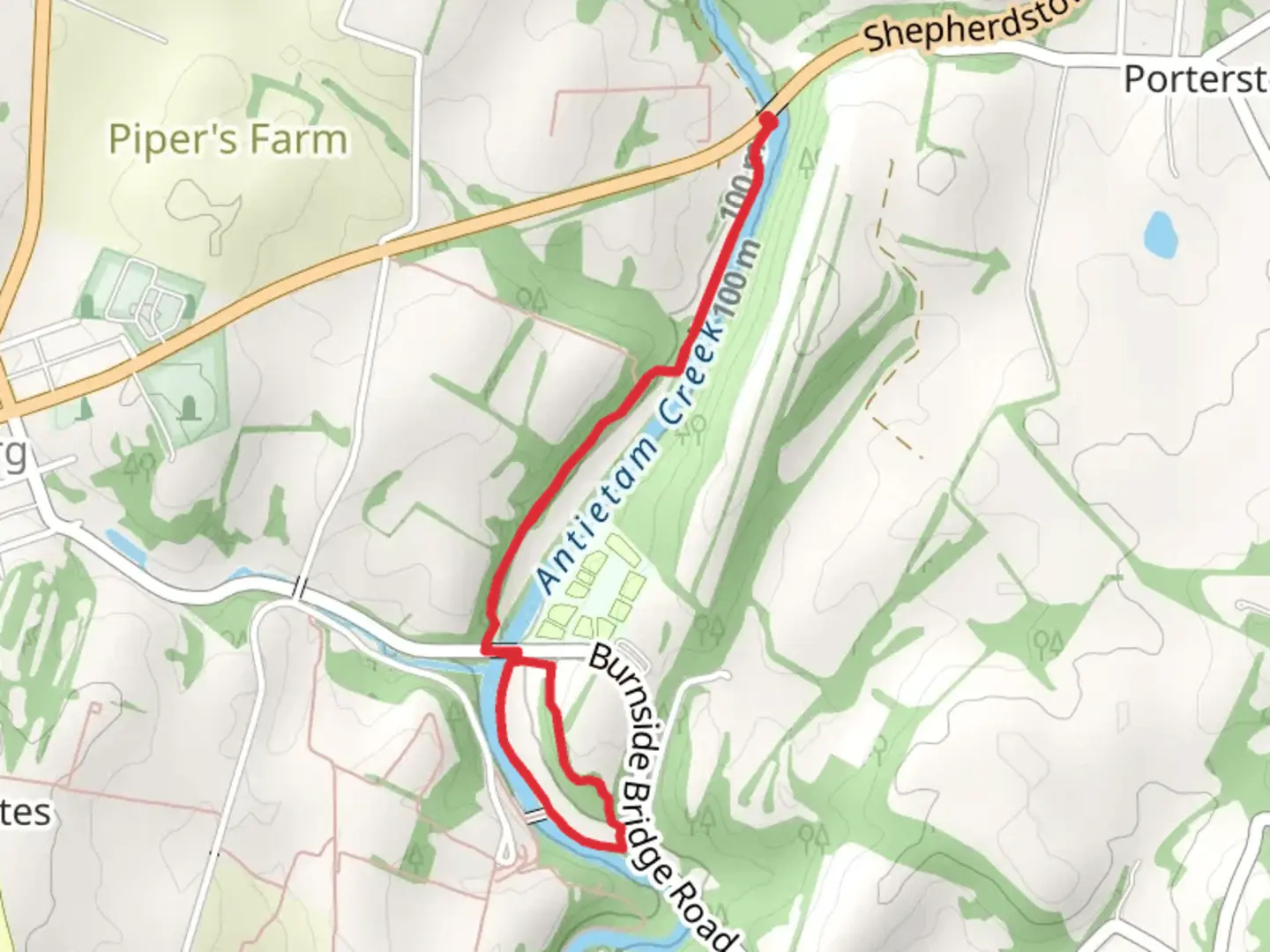 An image depicting the trail Sherrick Farm Trail and Union Advance Trail and its surrounding area.