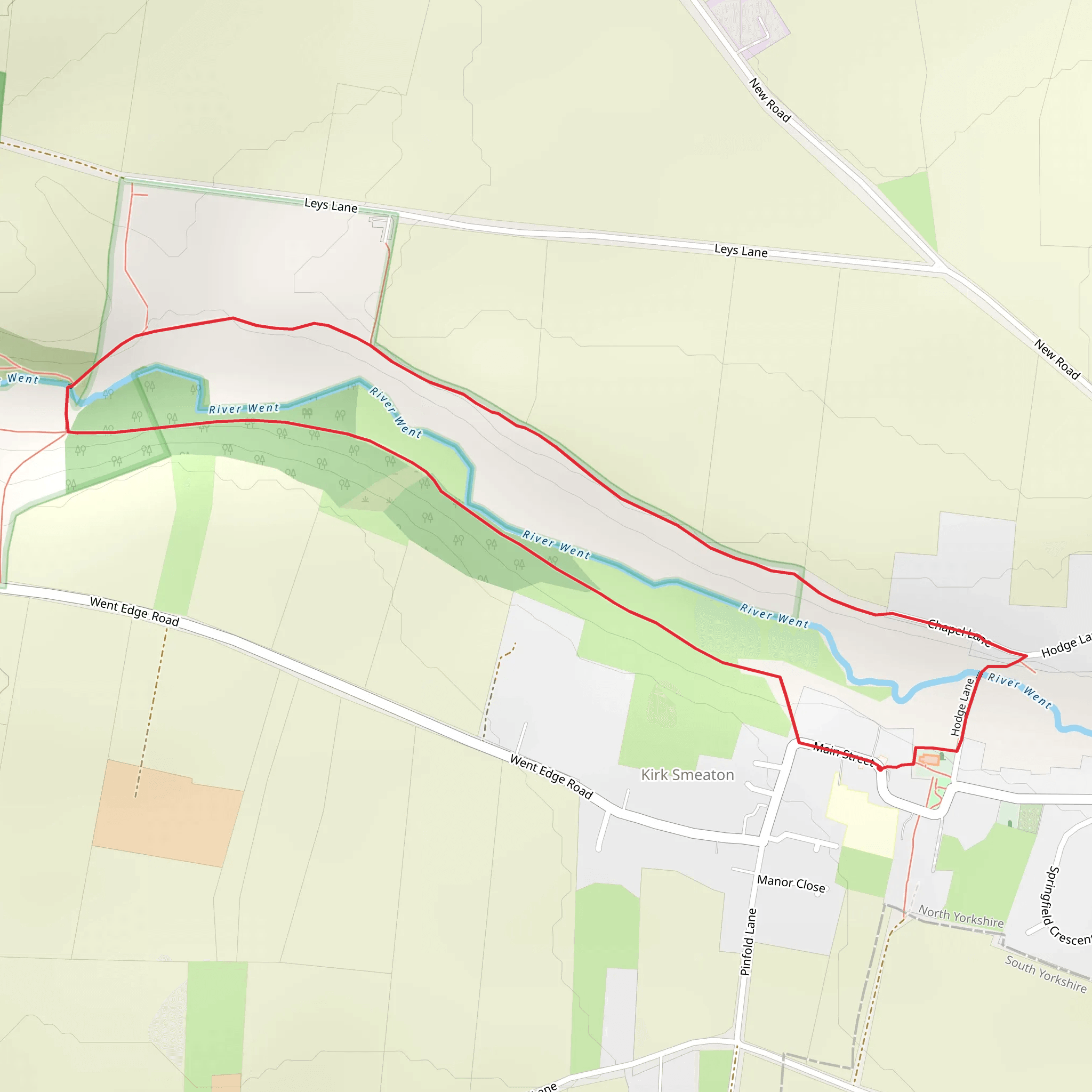 River Went Loop - Kirk Smeaton mobile static map