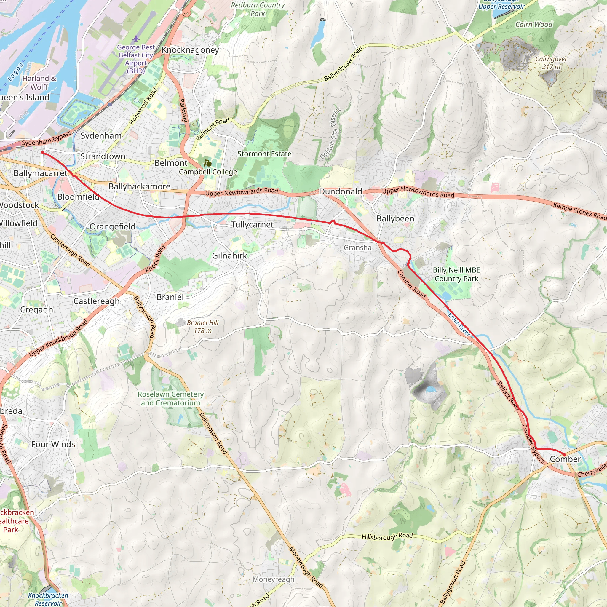 Comber Greenway mobile static map