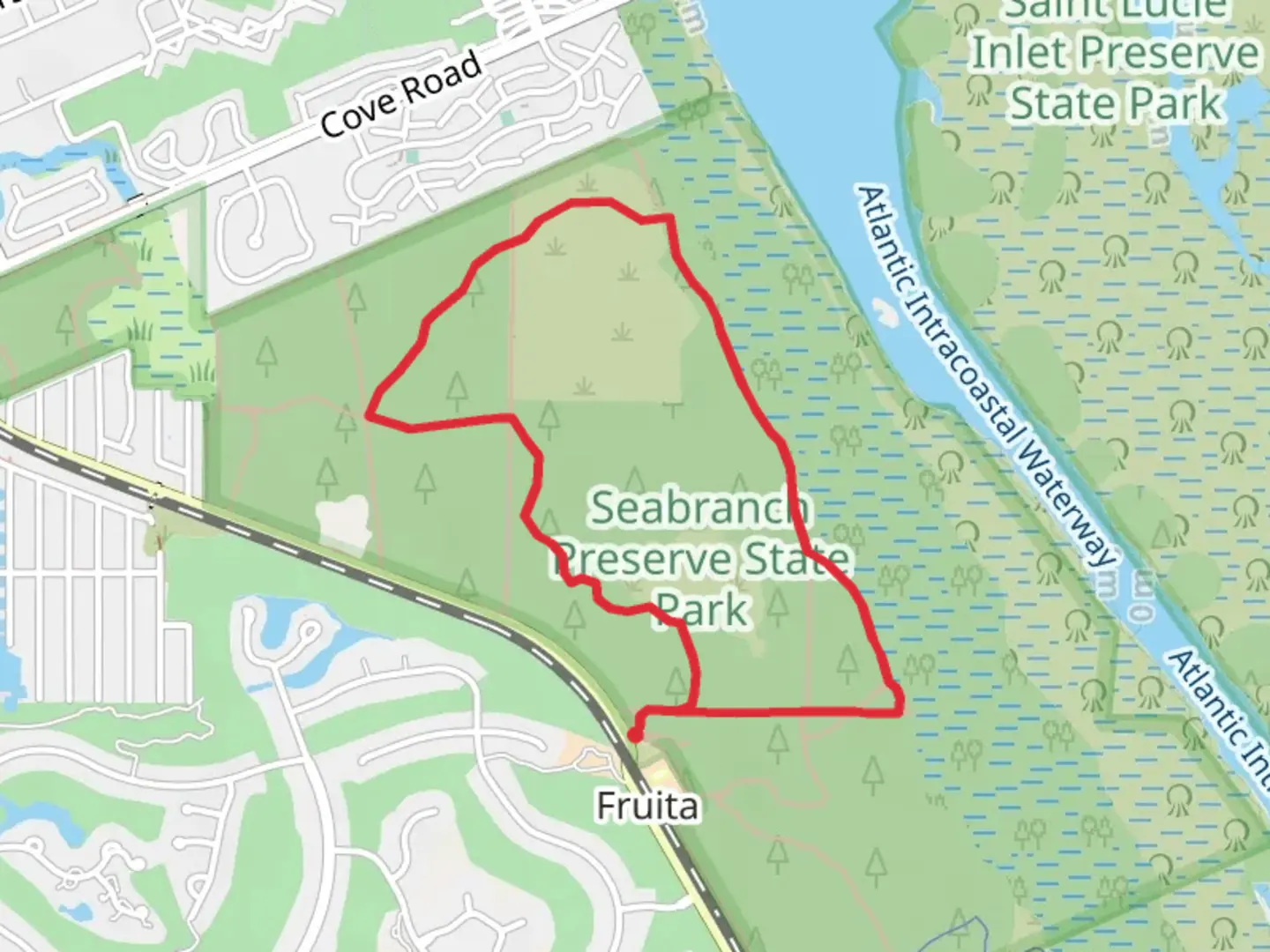 An image depicting the trail Seabranch Preserve State Park Loop and its surrounding area.