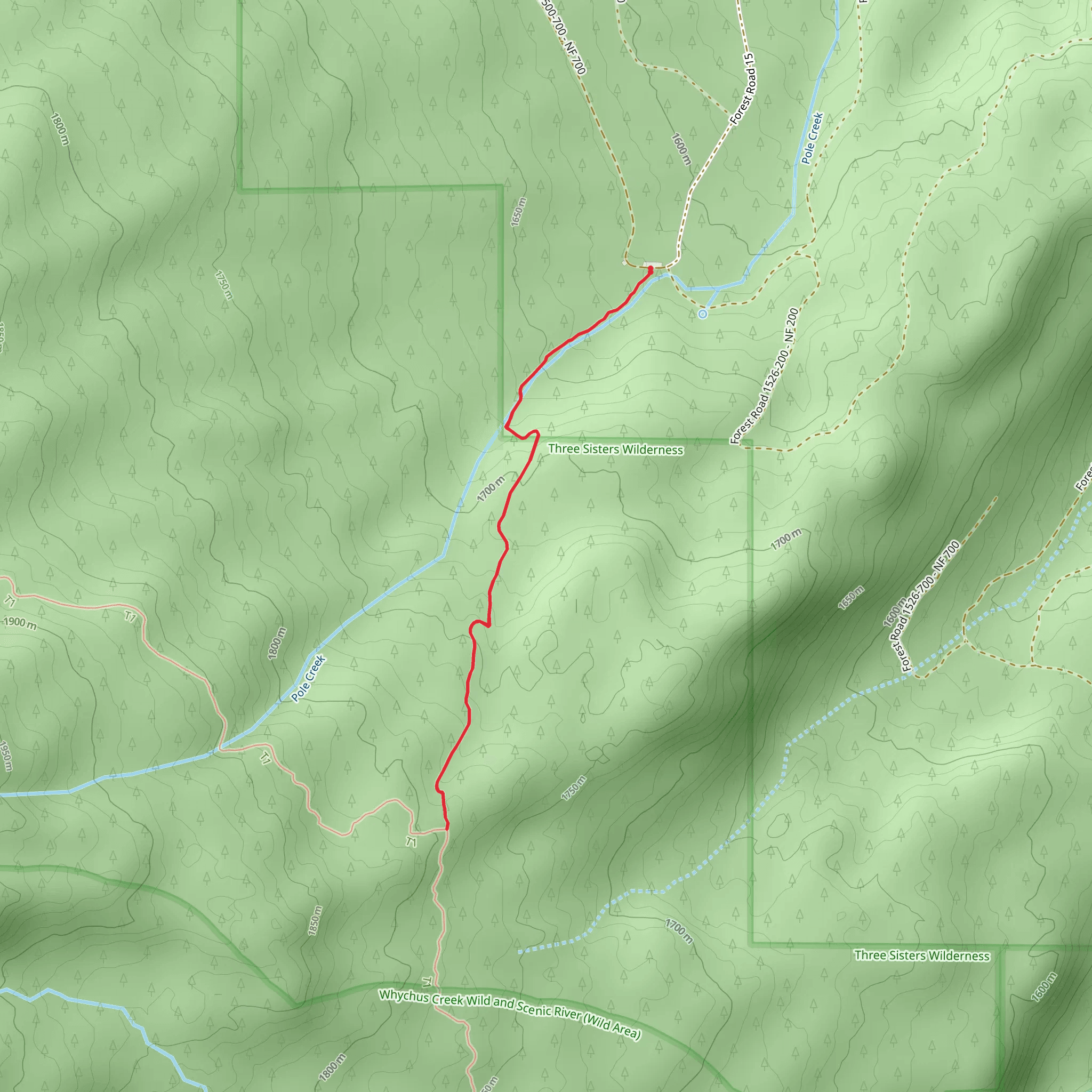 Pole Creek Trail mobile static map