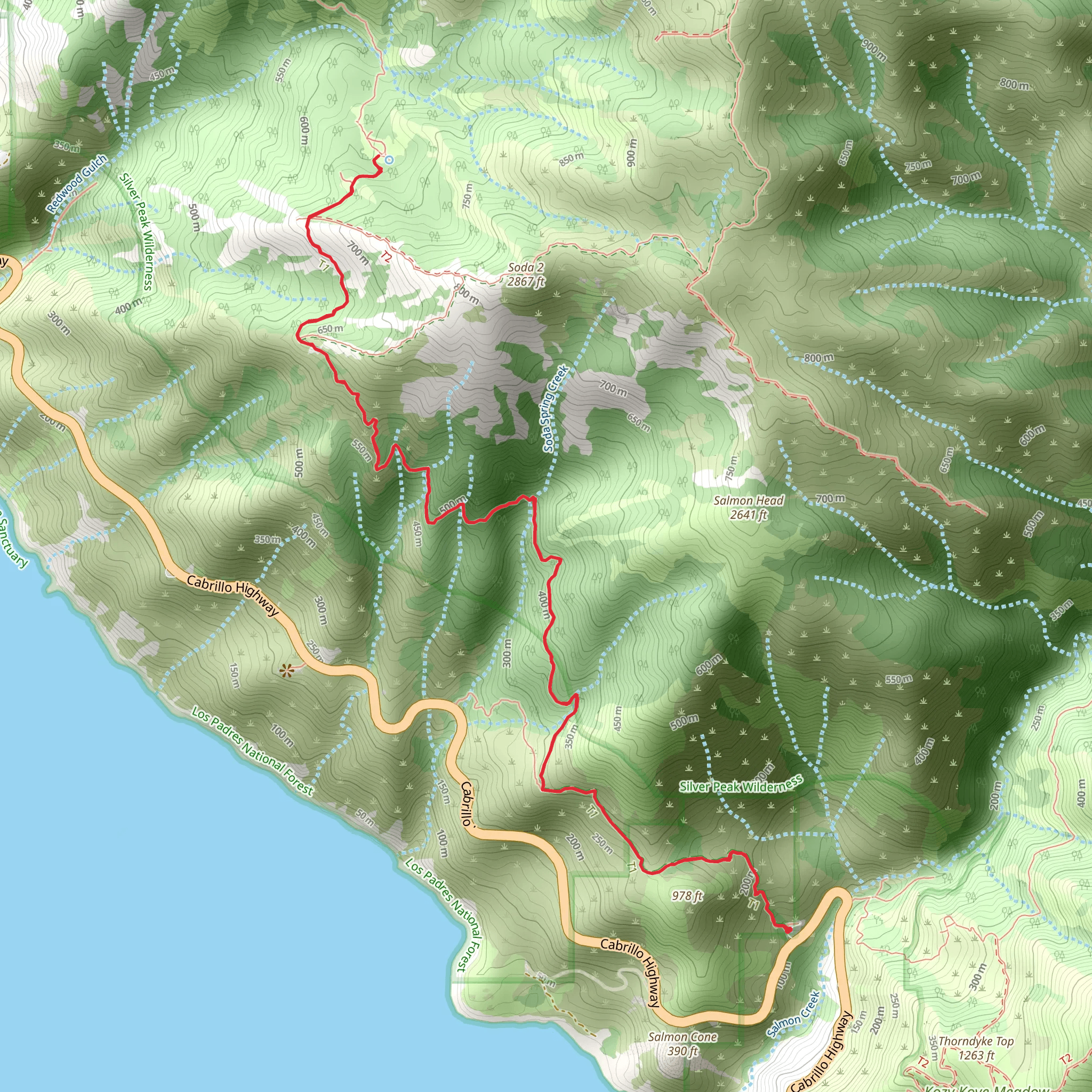 Buckeye Camp via Condor Trail Monterey section mobile static map