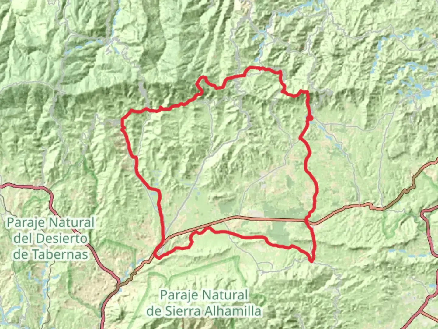 An image depicting the trail GR 244 Sendero de los Pueblos del Interior - Andalucía and its surrounding area.