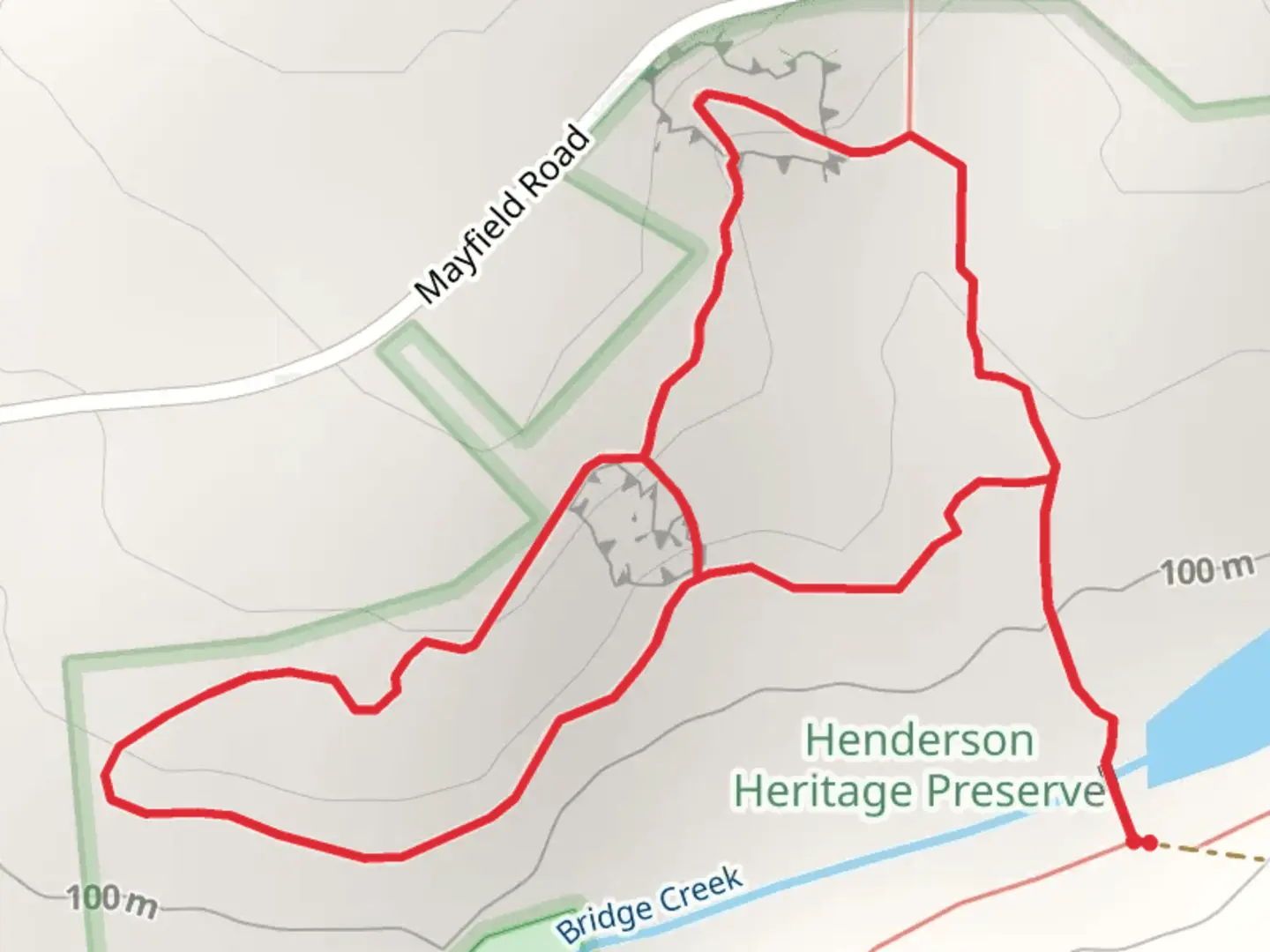An image depicting the trail Bridge Creek Loop and its surrounding area.