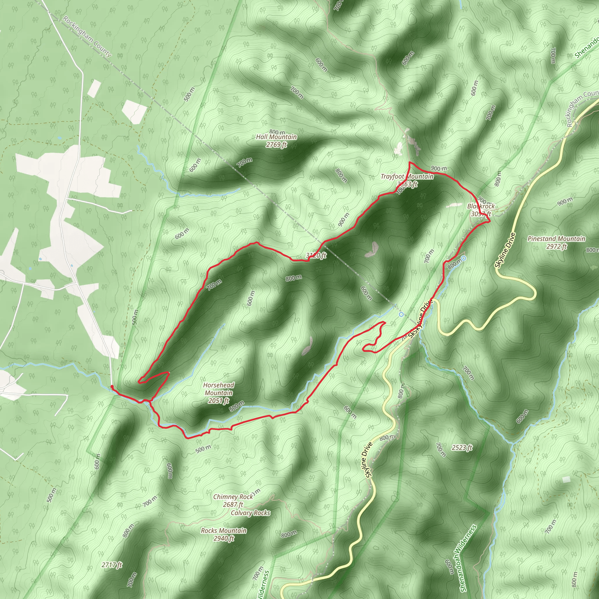 Trayfoot Mountain Loop Trail mobile static map