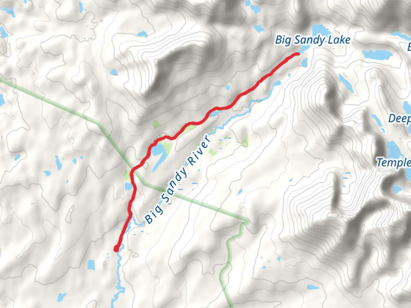 An image depicting the trail Big Sandy Lake and Diamond Lake Trail and its surrounding area.