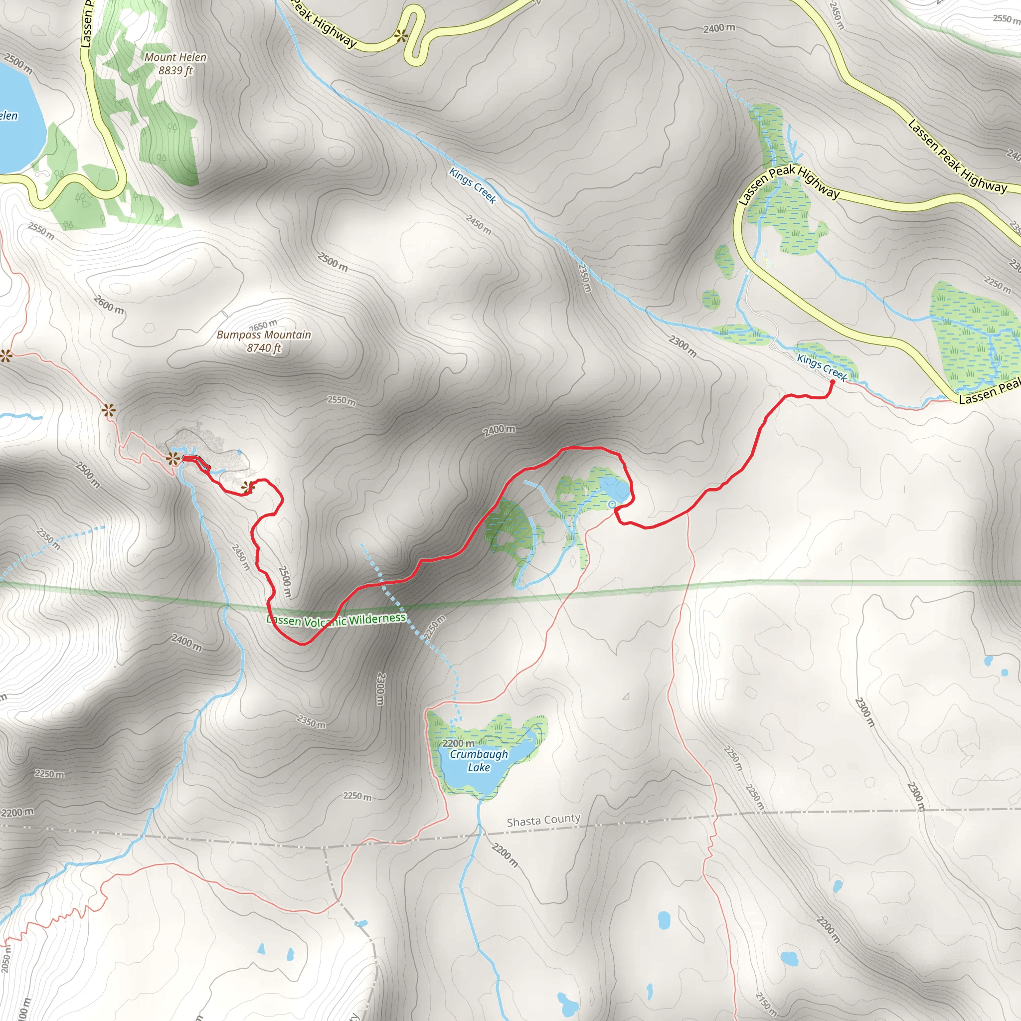 Bumpass Hell and Bumpass Hell Boardwalk Loop Trail mobile static map