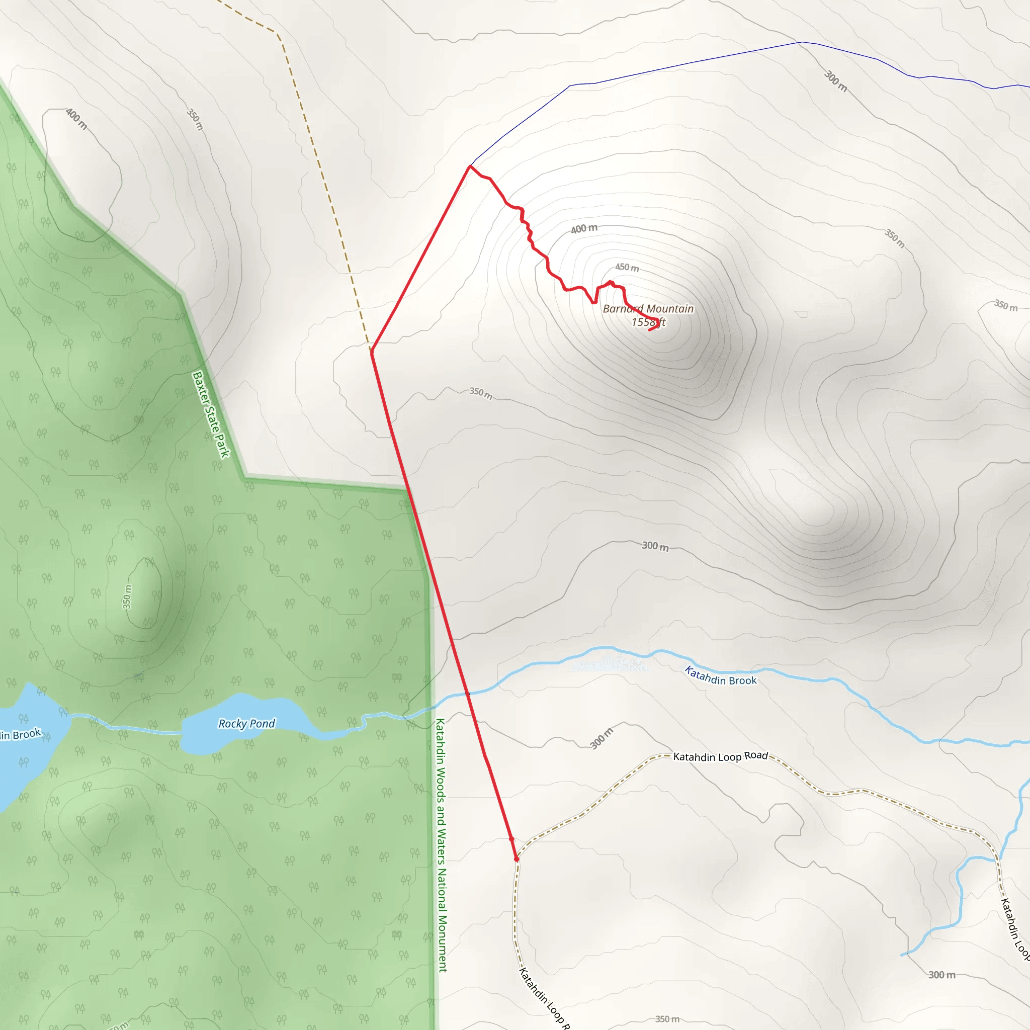 Barnard Mountain from Katahdin Loop Roadck mobile static map