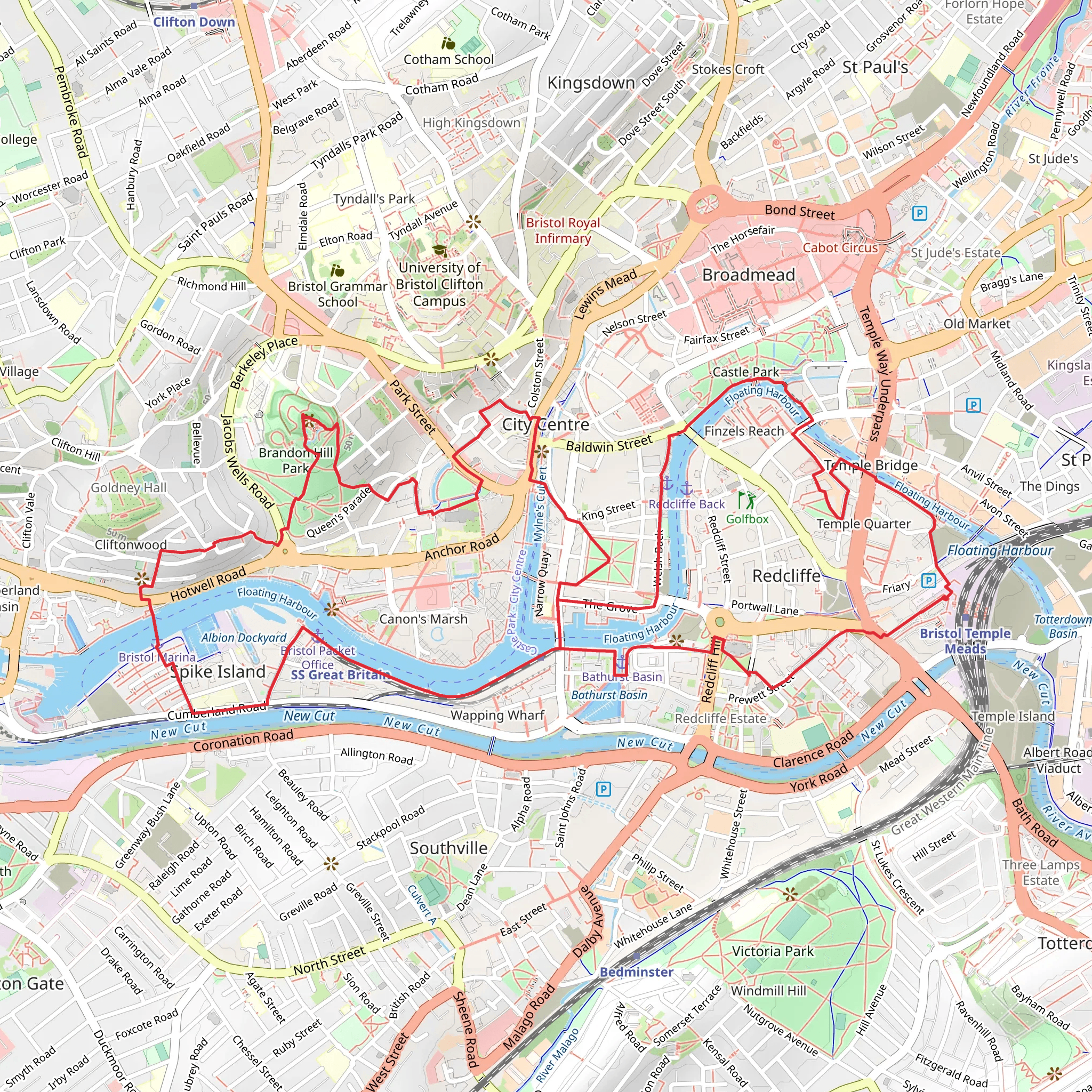 Bristol Circular River Loop Walk mobile static map